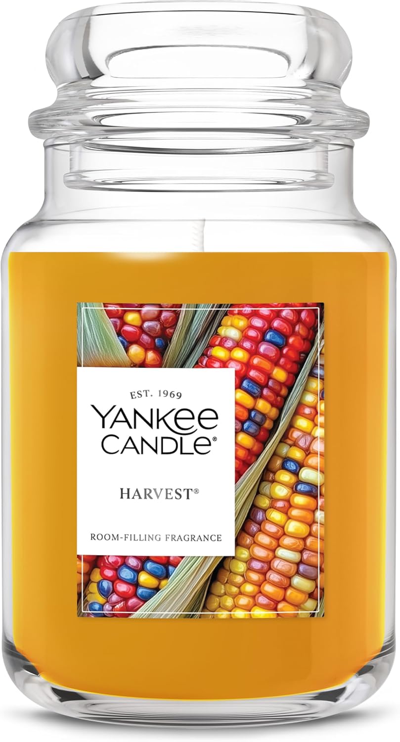 Yankee Candle Autumn Wreath, Fall Scented Candle, 22oz Large Jar with up to 150 Hour Burn Time