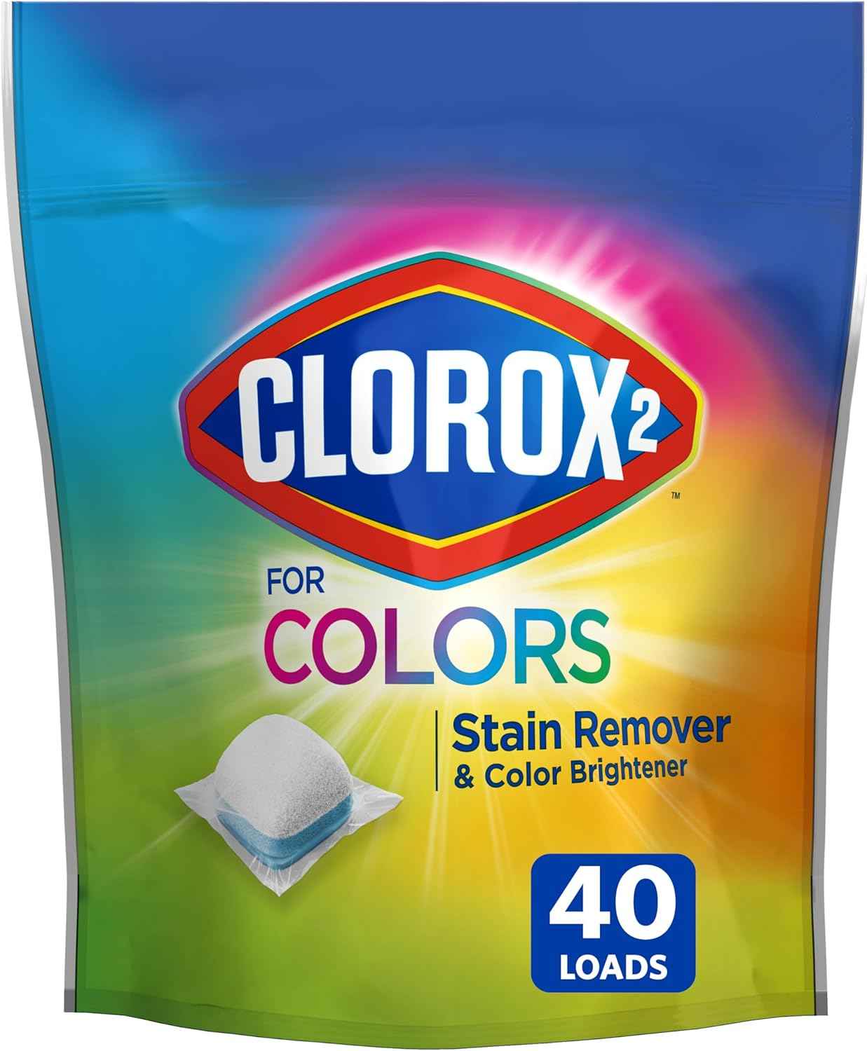 CLOROX 2 for Colors - Stain Remover and Color Brightener Packs, 40 Count (Packaging May Vary)