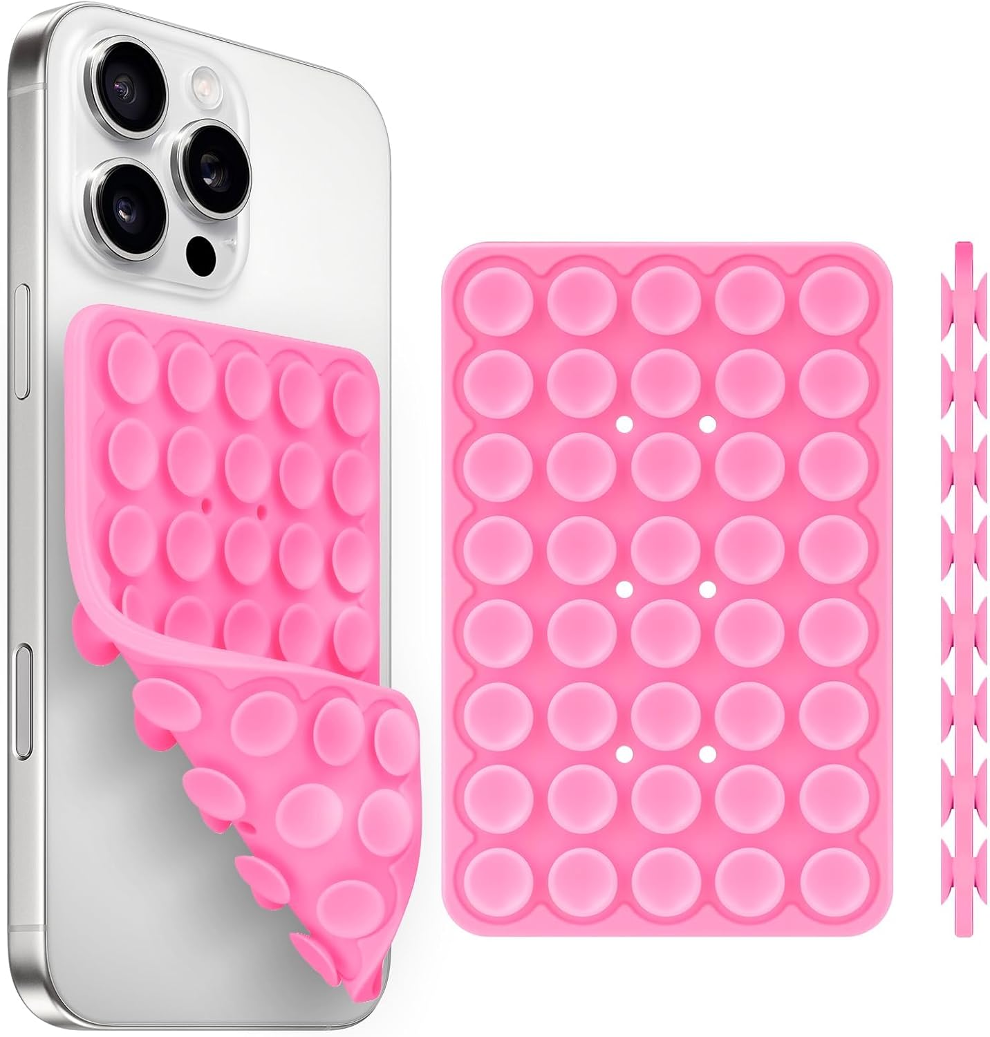 Silicone Suction Cup Phone Case Mount Double Sided, Phone Accessories Hands-Free Strong Grip Holder for Selfies and Videos, Silicon Phone Stand for iPhone and Android Light Pink