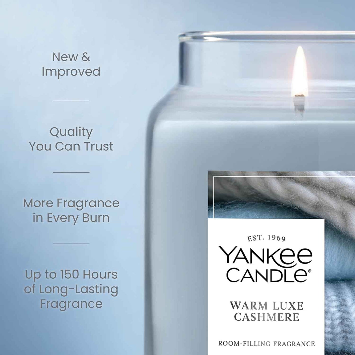 Yankee Candle, Warm Luxe Cashmere Fall Scented Candle, 22oz Large Jar with up to 150 Hour Burn Time