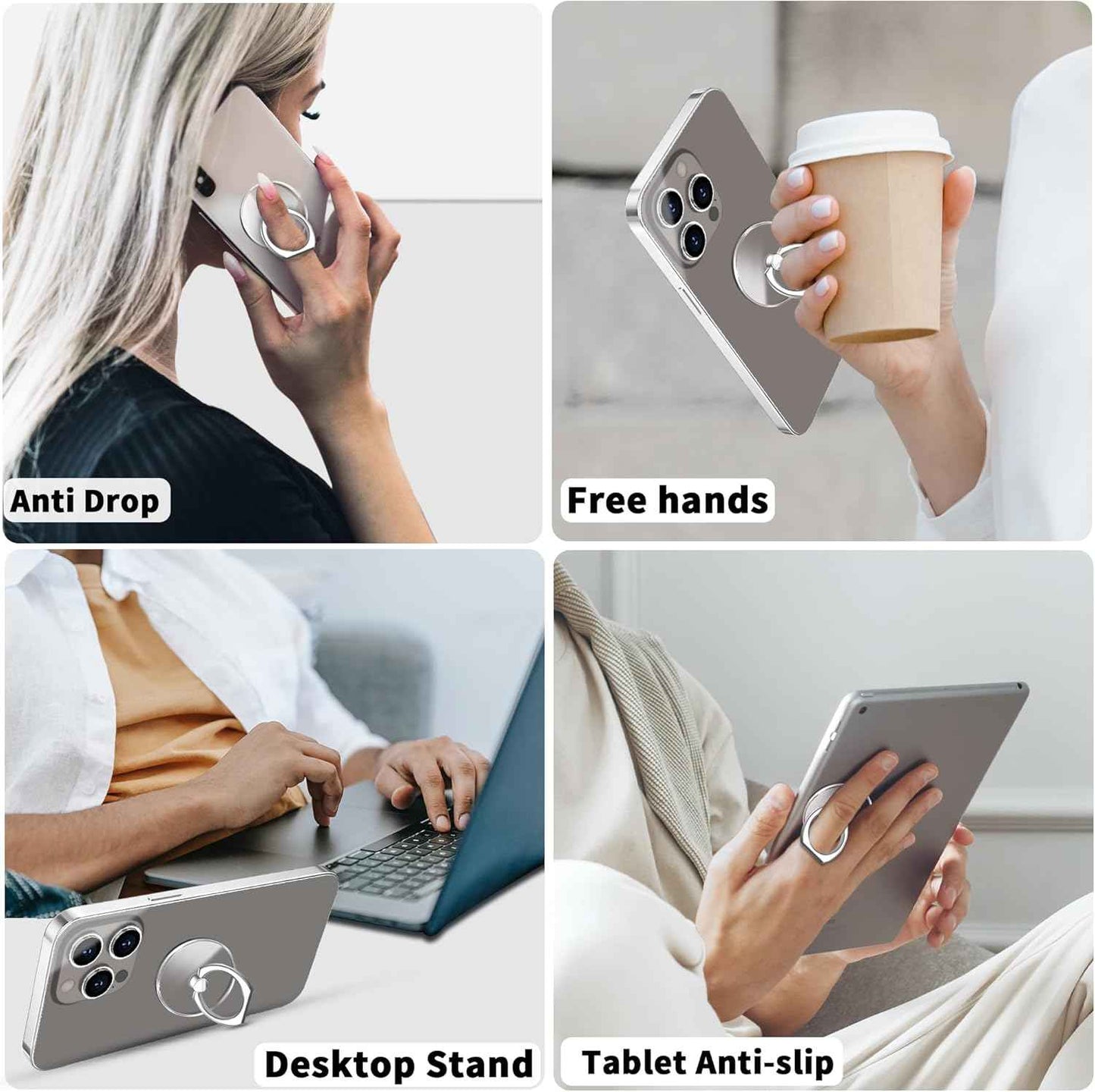 Transparent Clear Phone Ring Grips Holder Kickstand, Finger Ring Stand for Cell Phone Tablet Case Accessories(Round-Clear) (1)