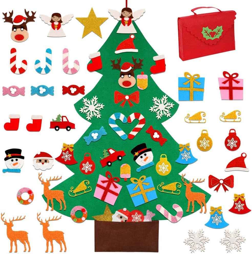 Aytai DIY Felt Christmas Tree Set with Ornaments for Kids, Xmas Gifts, New Year Door Wall Hanging Decorations