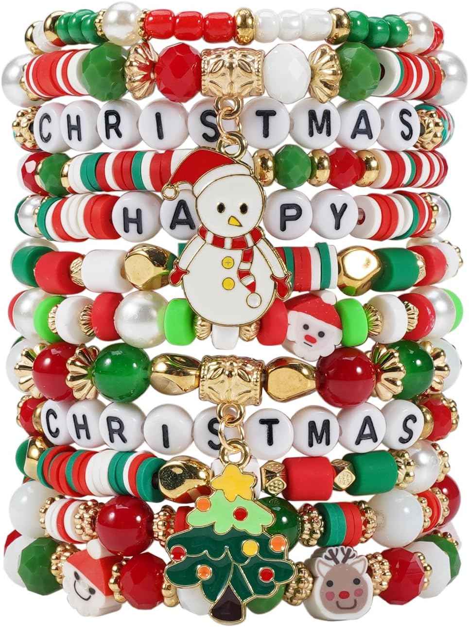 Twinfree Bohemian Bracelets for Women Stretch Multilayer Colorful Beads Bracelet with Charm Jewelry