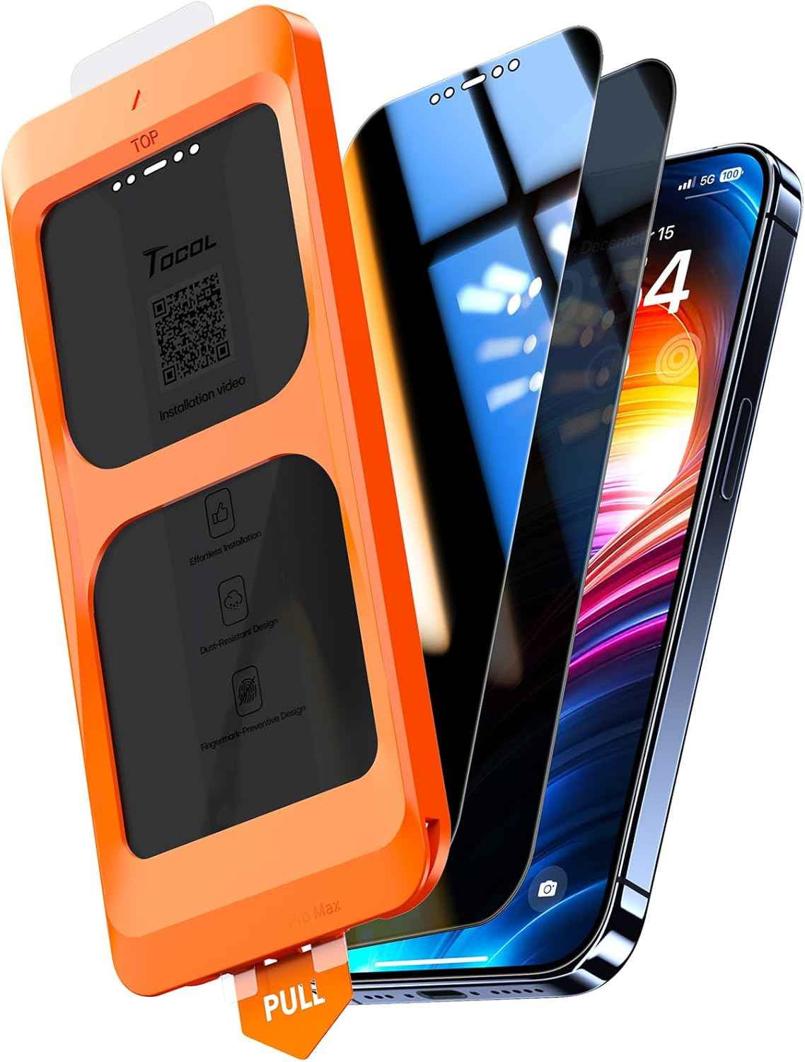 TOCOL for iPhone 17 Screen Protector 6.3 inch 9H Hardness Military Grade Shatterproof HD Tempered Glass for Full Coverage Protection 2 Pack