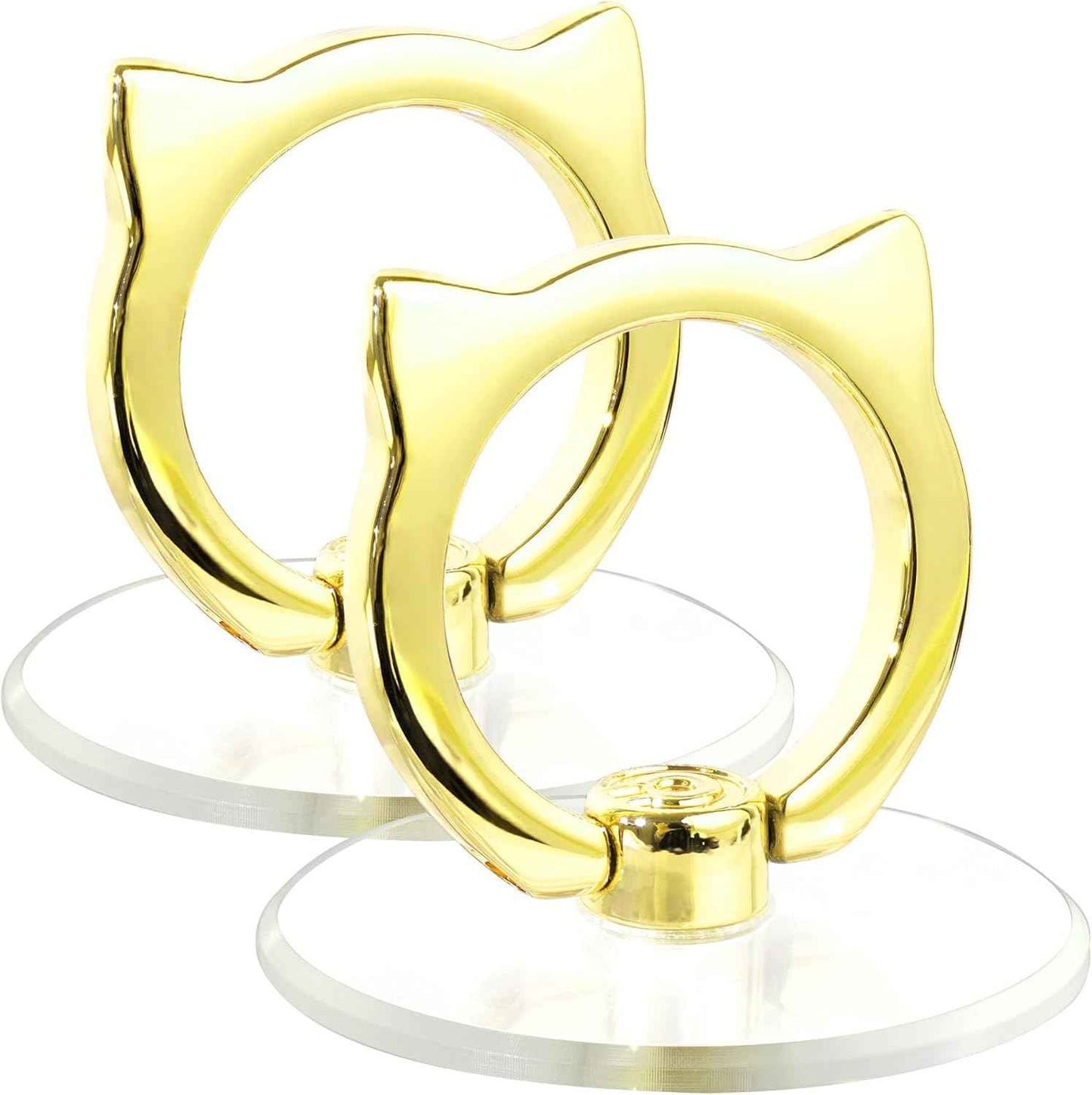 Cat Phone Ring Holder - EI Sonador Clear Cell Phone Ring Holder Transparent Stand Finger Grip (1 Silver + 1 Rose Gold Cat)