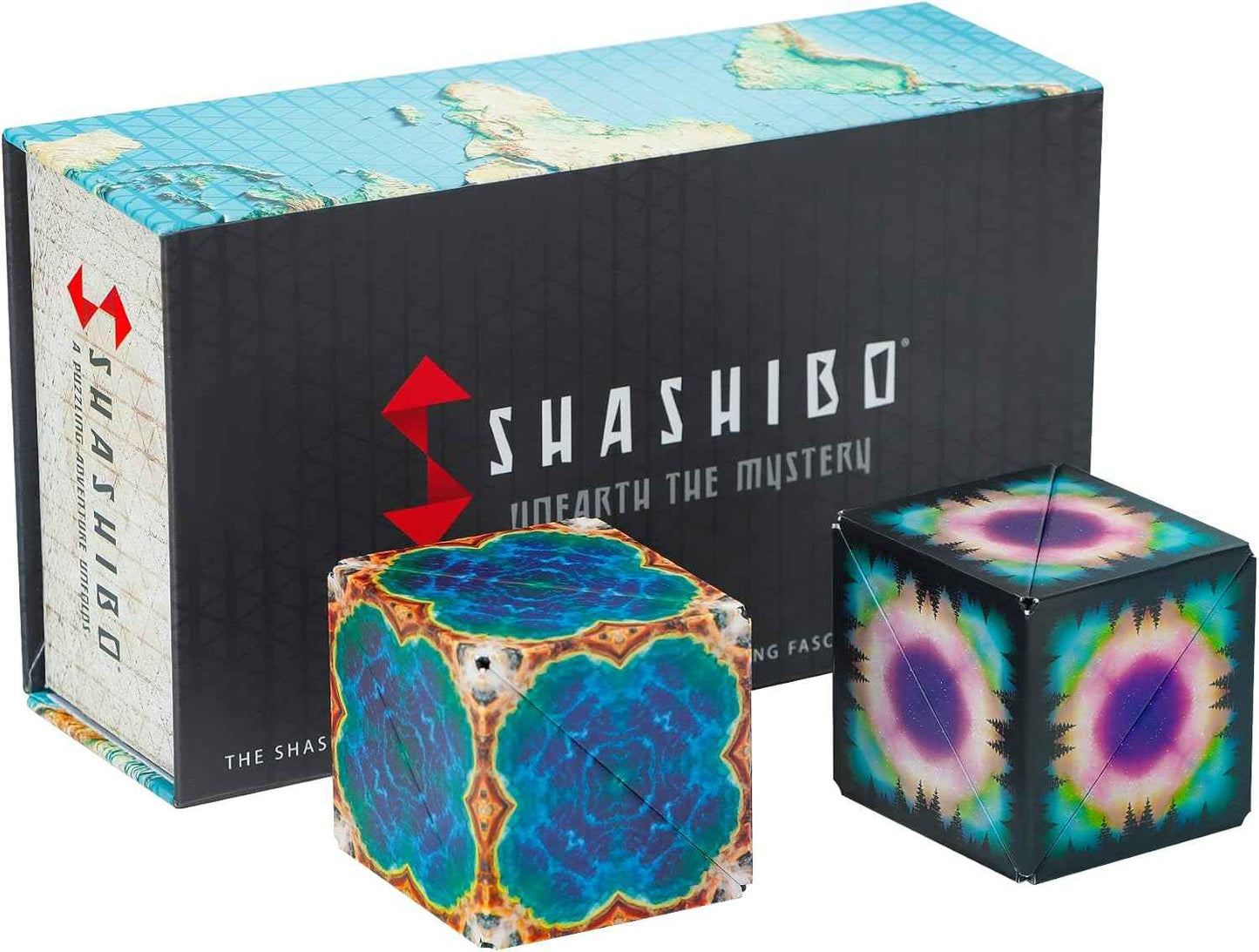 Shashibo Shape Shifting Box - Award-Winning Fidget Toy w/ 36 Rare Earth Magnets - Fidget Cube Transforms Into Over 70 Shapes, Sensory Toy Gift for Kids, Teens, and Adults (Spaced Out)