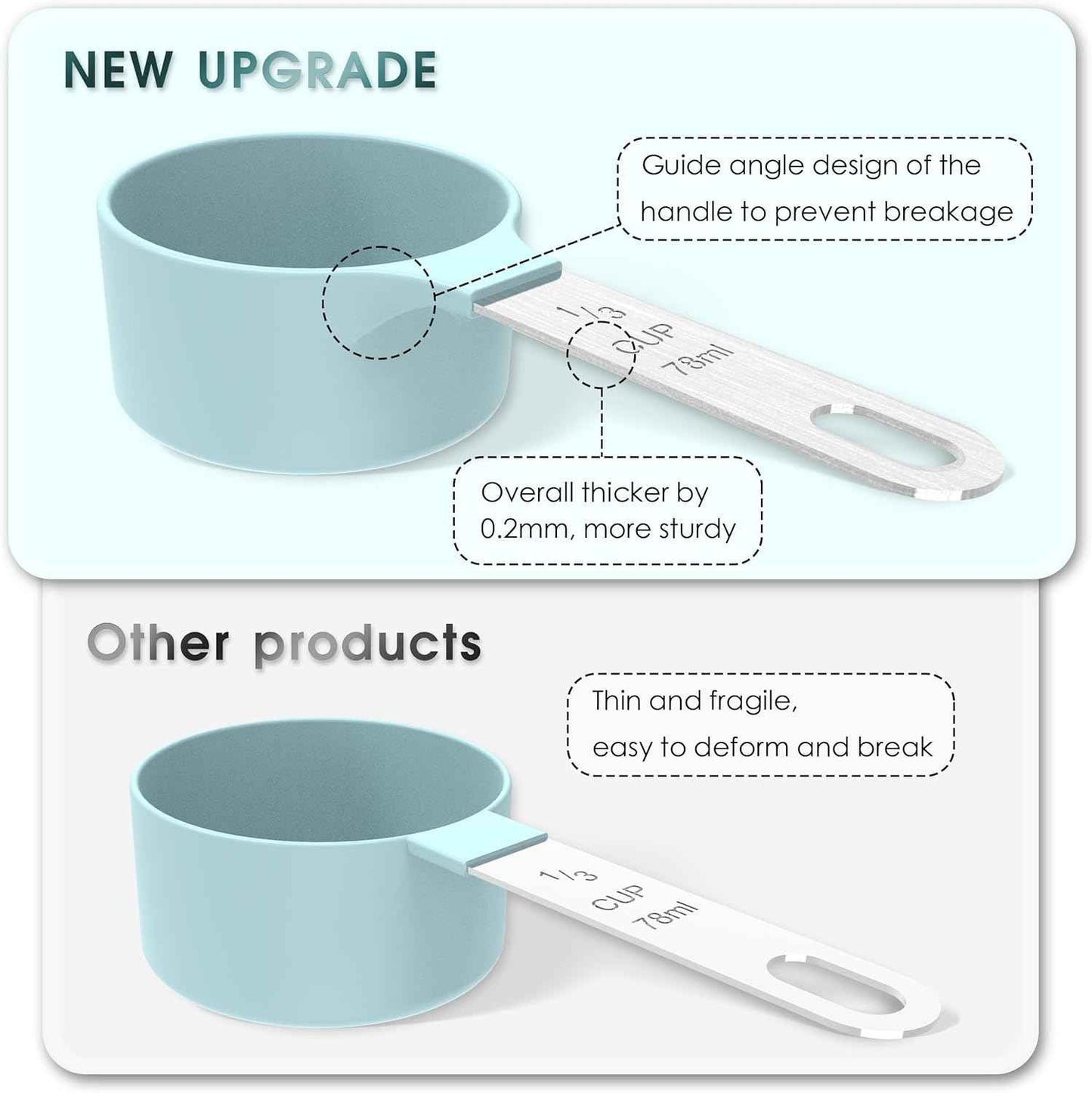 TILUCK Measuring Cups & Spoons Set, Stackable Cups and Spoons, Nesting Measure Cups with Stainless Steel Handle, Kitchen Gadgets for Cooking & Baking (Black)