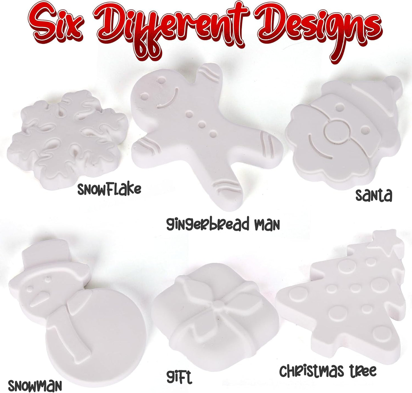 ArtCreativity Christmas Ceramic Painting Kit for Kids - 6 Ceramic Figures, 2 Paint Sets, and 2 Brushes - DIY Christmas Painting Crafts for Toddlers 3 4 5 6 7 8 - Kids’ Paint Activity Set