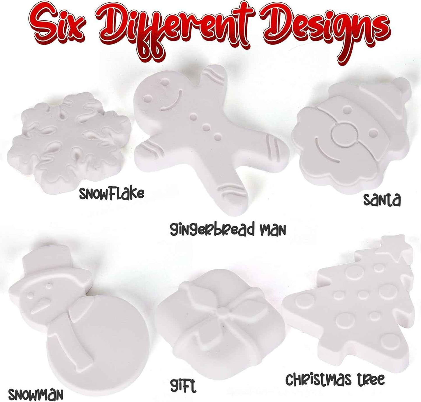 ArtCreativity Christmas Ceramic Painting Kit for Kids - 6 Ceramic Figures, 2 Paint Sets, and 2 Brushes - DIY Christmas Painting Crafts for Toddlers 3 4 5 6 7 8 - Kidsβ Paint Activity Set