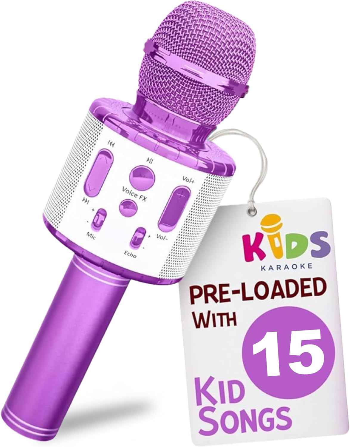 Move2Play, Kids Karaoke Microphone | Includes Pre-Loaded Songs & Bluetooth | Kids Birthday Party Gift | Toy for All Ages 2, 3, 4, 5, 6+ Year Old Girls, Boys & Toddlers