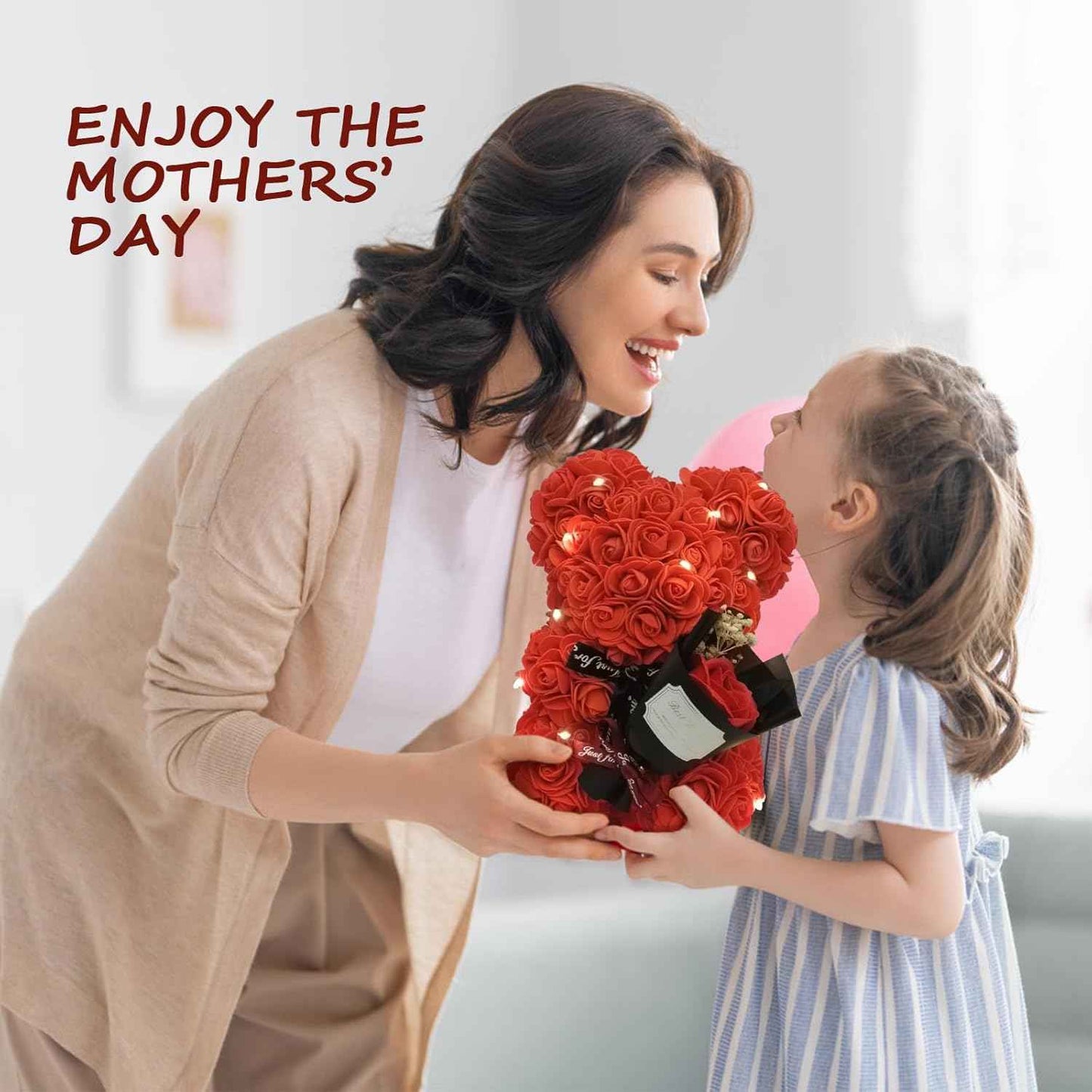 Romantic Valentine's Day Gift For Her Artificial Flower Rose Teddy Bear With Preserved Flowers Bouquet And Blind Box Pearl Necklace Birthday Gift For Wife Girlfriend Mom Women Mothers Day Home Decor