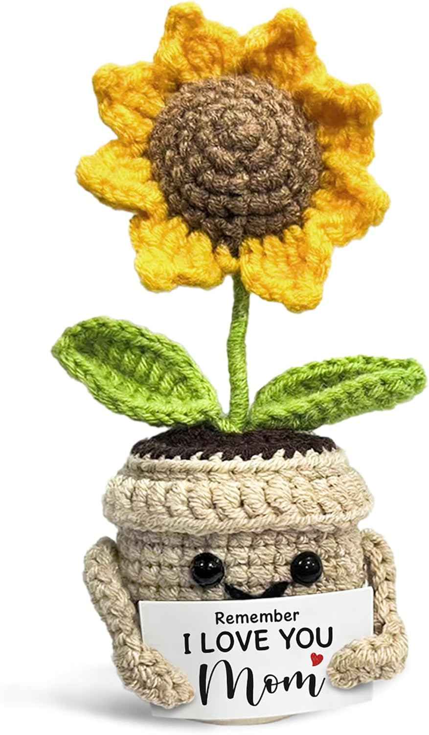 Mini Birthday Gifts for Mom, Mom Gifts from Daughters Remember I Love You MOM, Handmade Crochet Cute Small Sunflower Gifts, Gift for Mom from Daughter, Son, Mothers Day for Mom