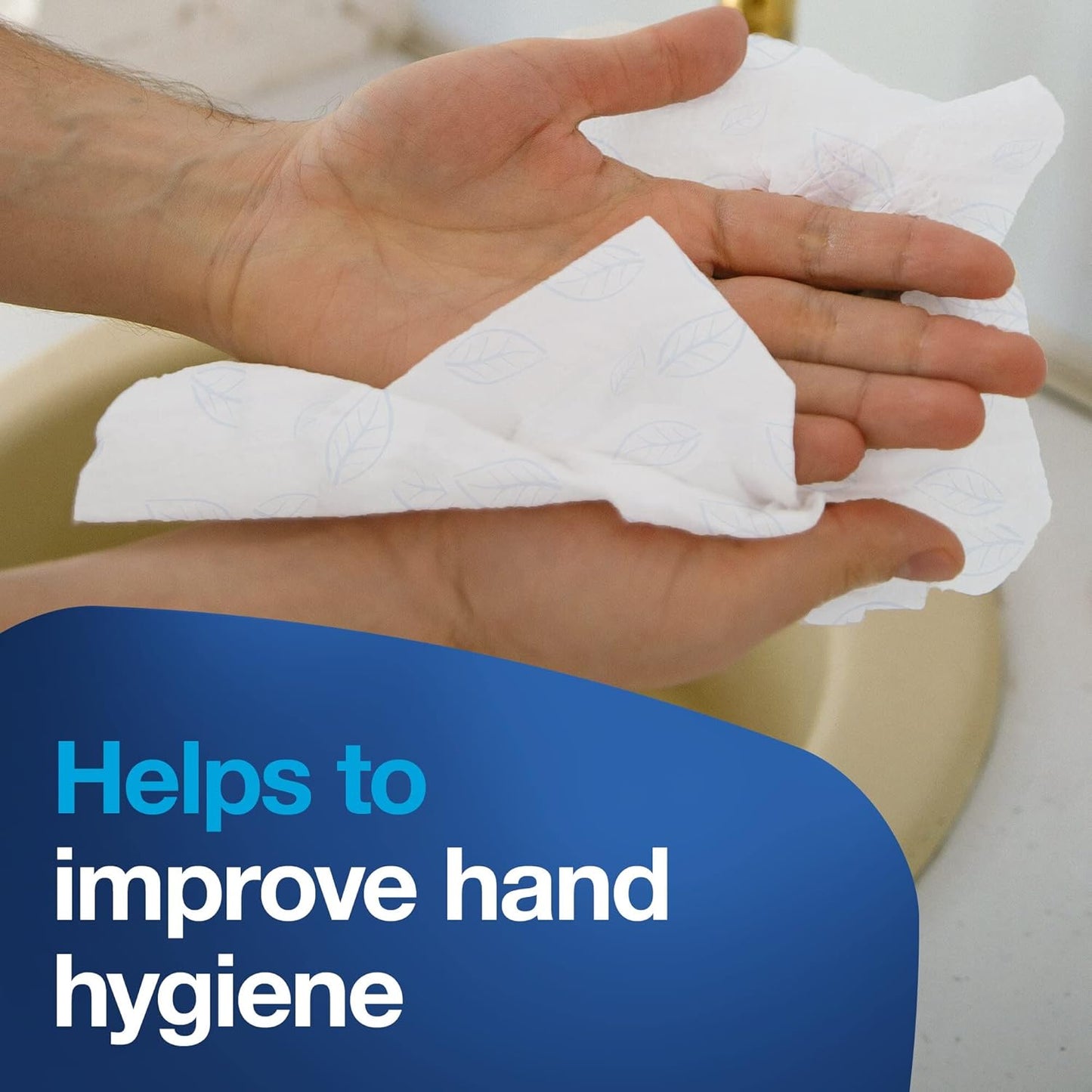 Tork Extra Soft Multifold Hand Towels White with Blue Leaf Print, H2 Dispenser Compatible 16 Packs x 94 Towels (101298) - Rayz Mart