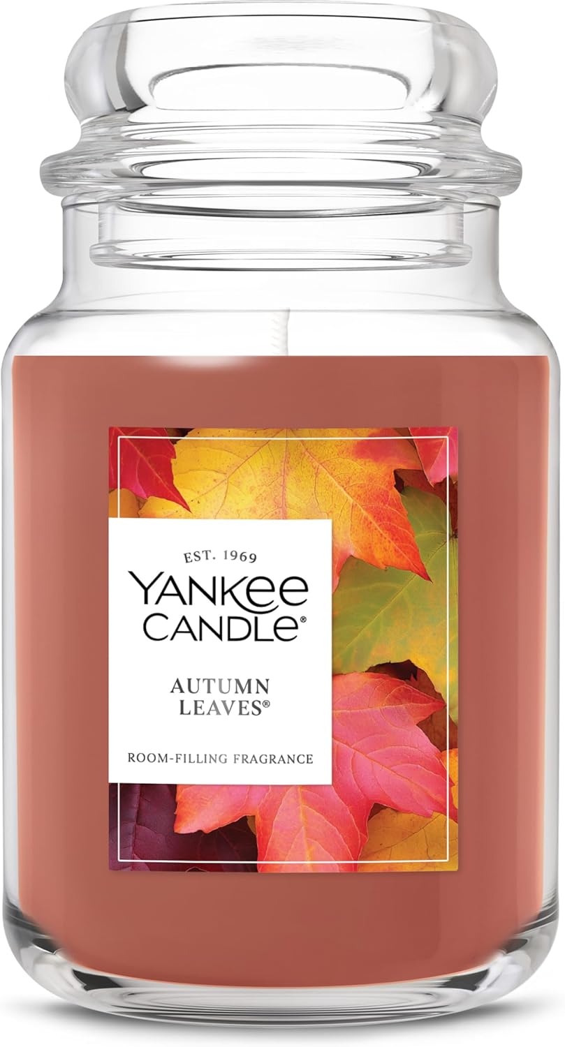 Yankee Candle Autumn Wreath, Fall Scented Candle, 22oz Large Jar with up to 150 Hour Burn Time