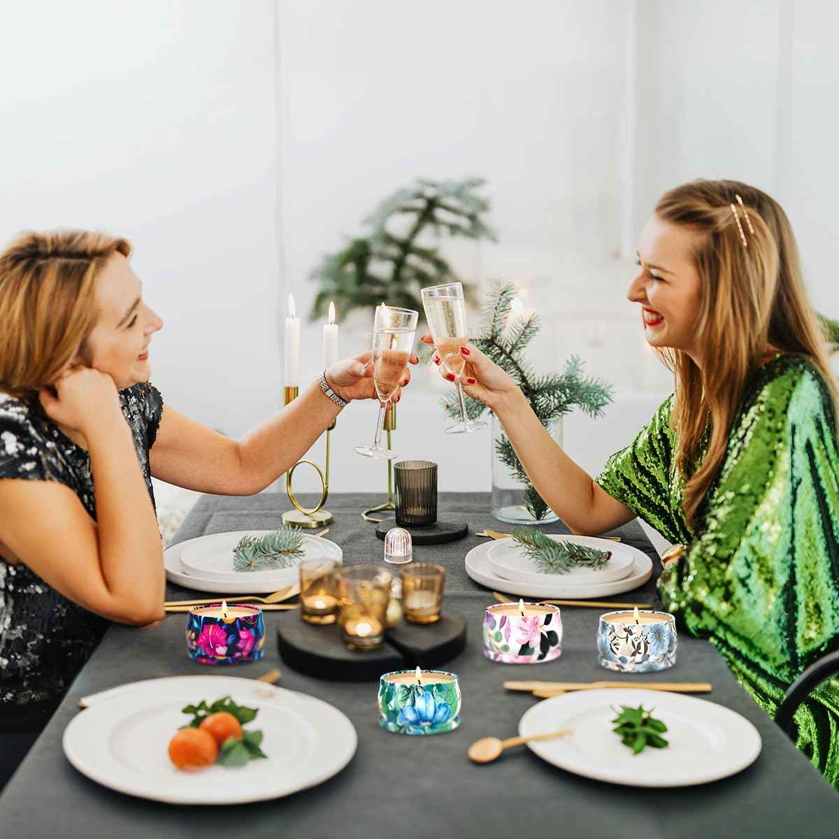 5 Set Highly Scented Candles Gift Set for Home Women, Decorative Natural Soy Wax Aromatherapy Candles for Christmas - 1pc 13.5oz BlackBerry and 4pcs 2.5oz Rose, Lemon, Vanilla and Gardenia Fragrance