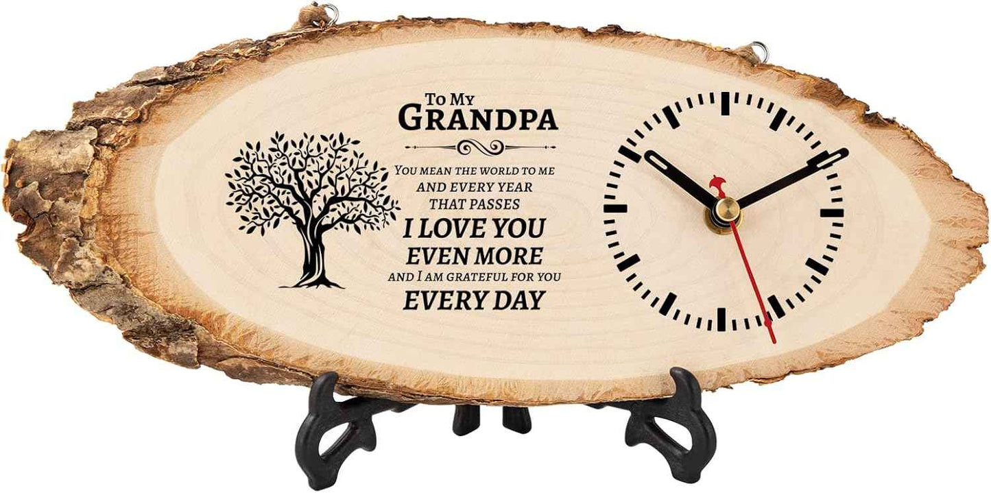 BeauGift Valentines Day Gifts for Him, Mens Wooden Clock Gift for Husband from Wife, Birthday Anniversary Fathers Day Clock Gift for Him Office Home Decor