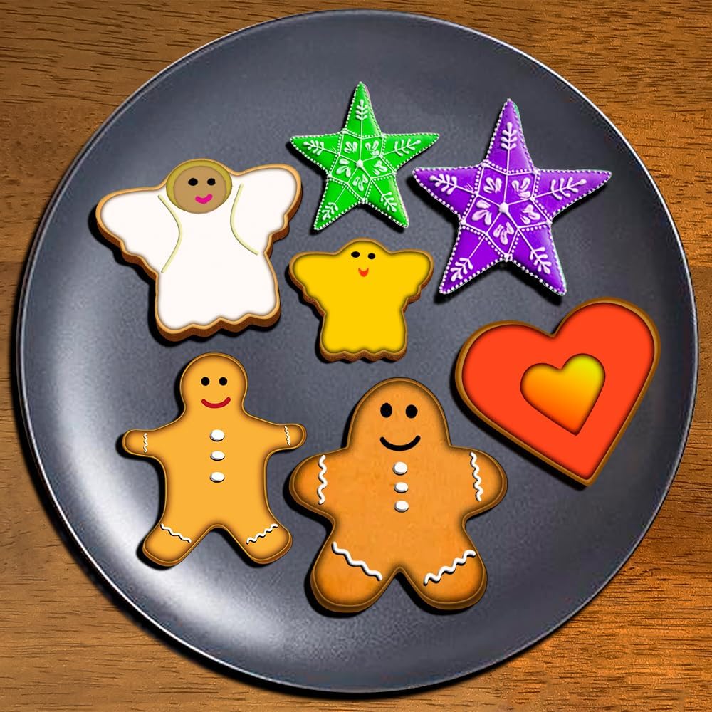 Christmas Cookie Cutter Set - 18 Piece Gingerbread Man, Snowflake, Tree, Heart, Star, Angel Shapes for Holiday Winter Baking