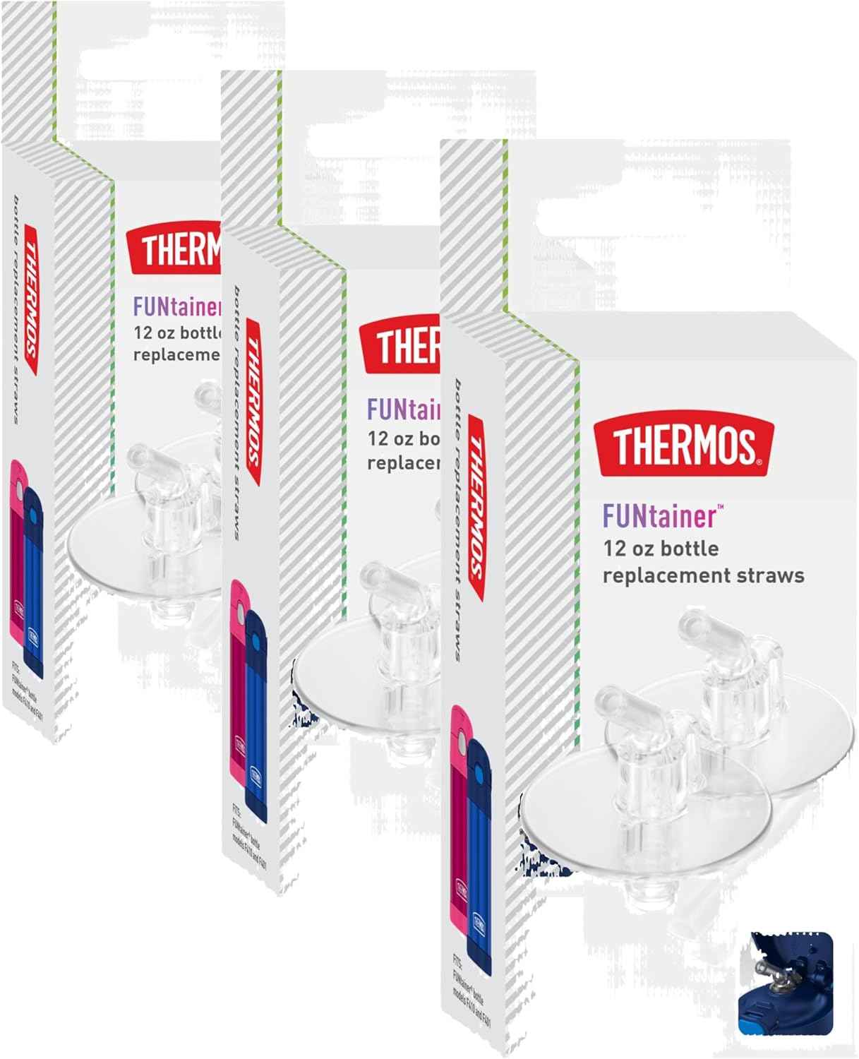 THERMOS FUNtainer 12 Ounce Insulated Kids Water Bottle Replacement Straws, 4 Straws