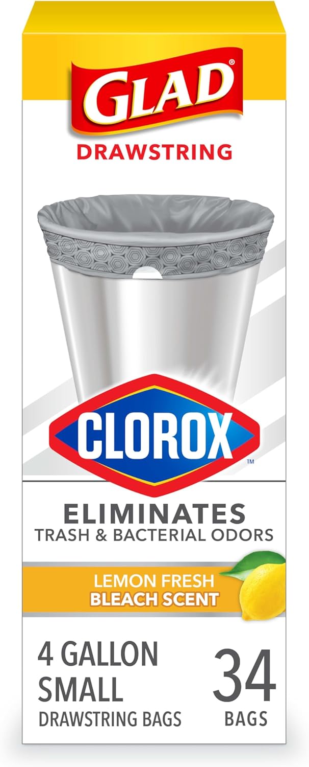 Glad Small Trash Bags 4 Gallon, Febreze Sweet Citron & Lime Garbage Bags, Odor Resistant with Drawstring, 80 Count - Rayz Mart