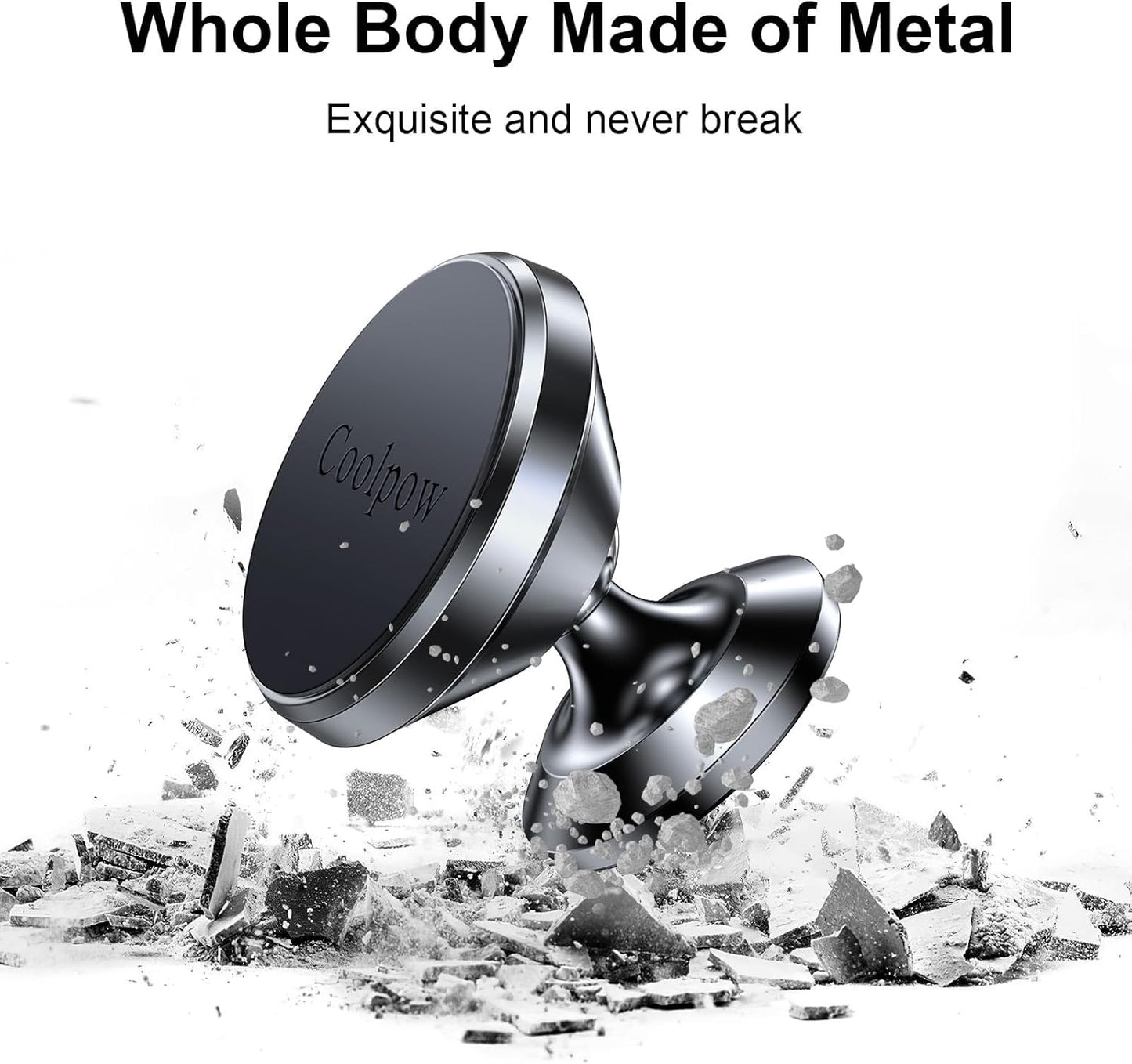 Coolpow【2 Packs 】Magnetic Phone Holder for car【Strong Magnet】phone holders for your car phone holder Mount for Car【4 Metal Plate】Universal Dash cell phone car mount for iphone Samsung car accessories