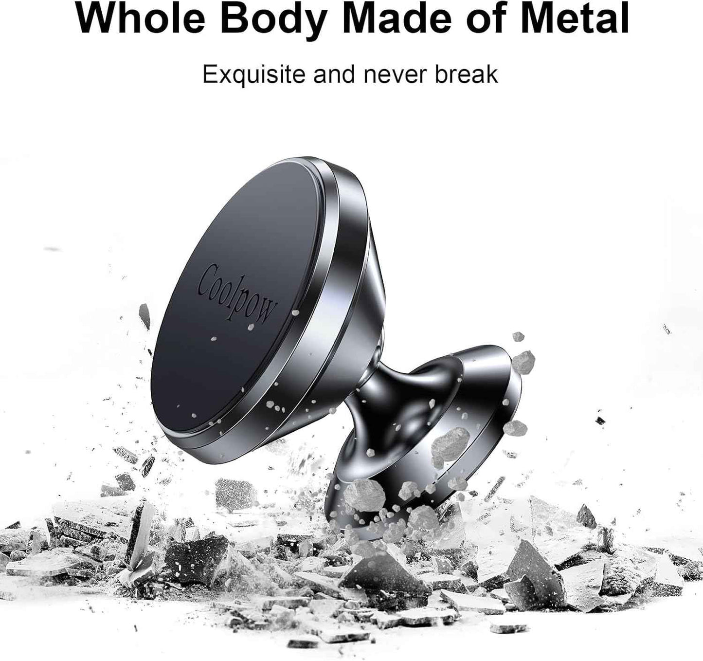 Coolpow【2 Packs 】Magnetic Phone Holder for car【Strong Magnet】phone holders for your car phone holder Mount for Car【4 Metal Plate】Universal Dash cell phone car mount for iphone Samsung car accessories