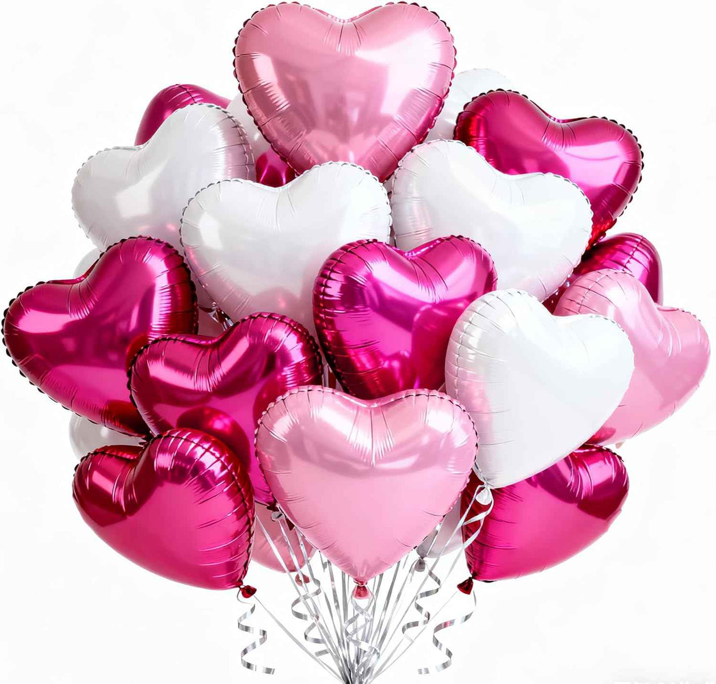 TONIFUL 30Pcs 18 Inch Red Heart Balloons Valentine’s Day Heart Shape Foil Mylar Balloons Decoration for Romantic Valentine's Day Wedding Bridal Shower Anniversary Engagement Party Supplies