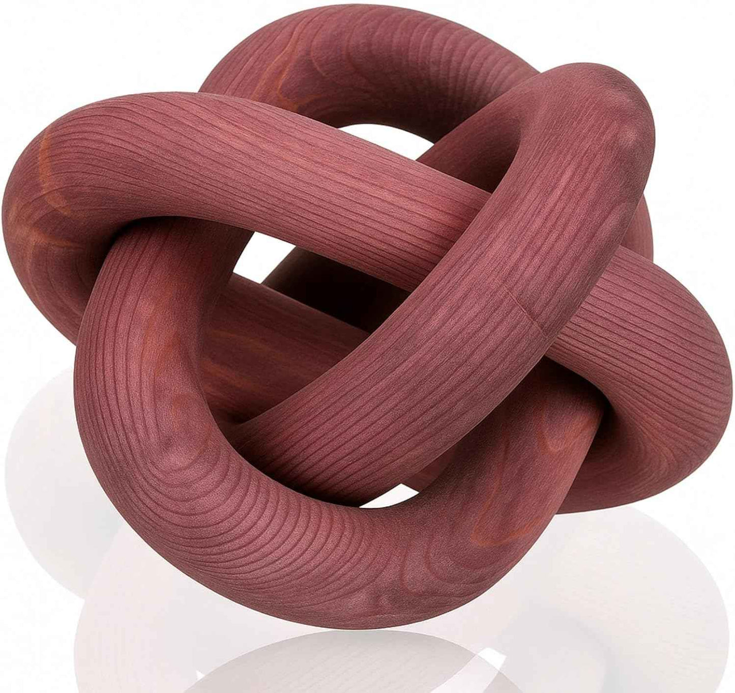 3 Link Wood Knot Decor - Hand Carved Coffee Table Decoration, Boho Chain Link Decor, Modern Shelf, Rustic Objects for Home Living Room Bedroom(White)