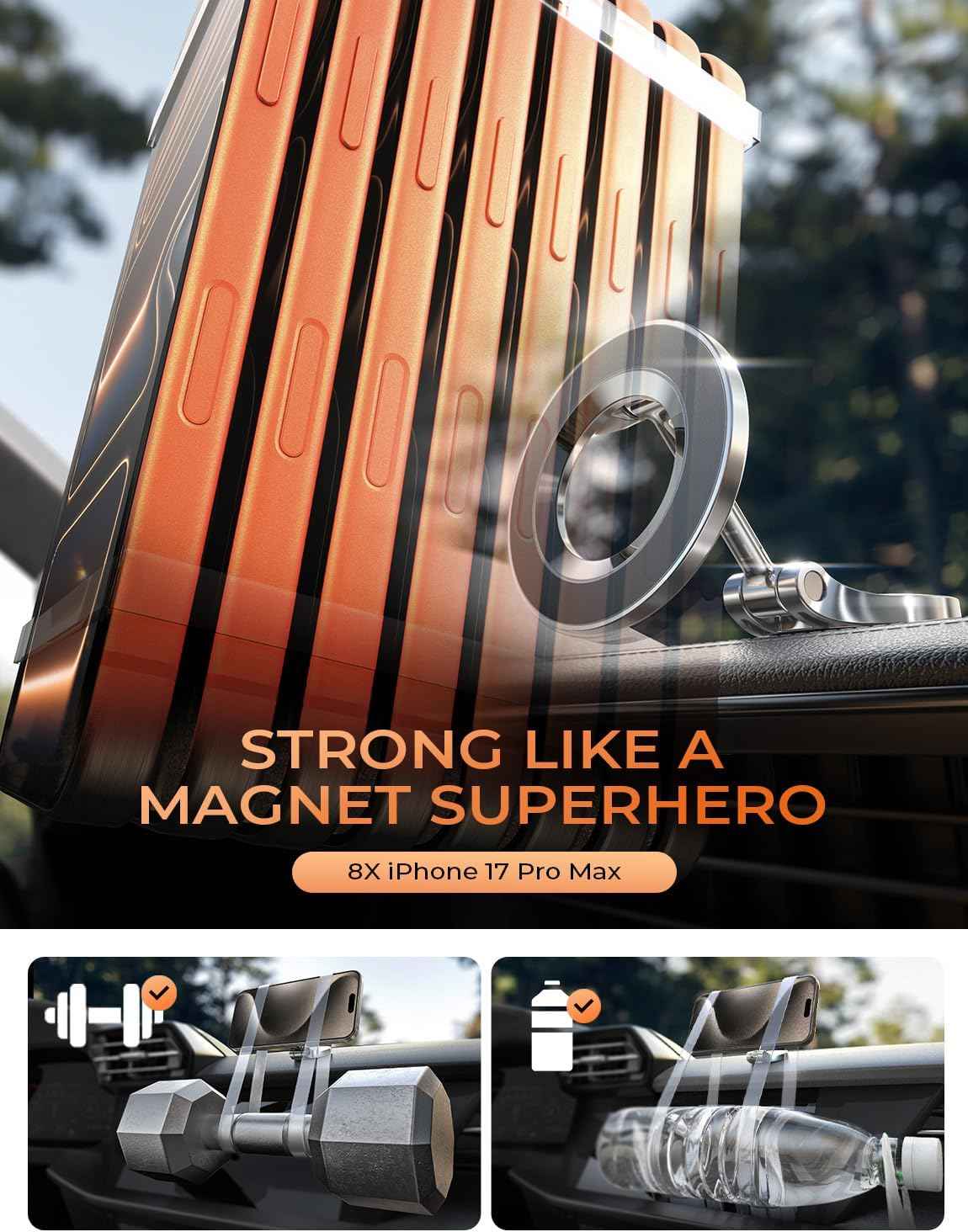 LISEN for MagSafe Car Mount for iPhone 17 PRO MAX, Extra Smal Ultra Magnetic Phone Holder for Car Dashboard, Car Phone Holder, Phone Holders for Your Car, Fit for iPhone17 Pro/Air/Max 16 15 14 13