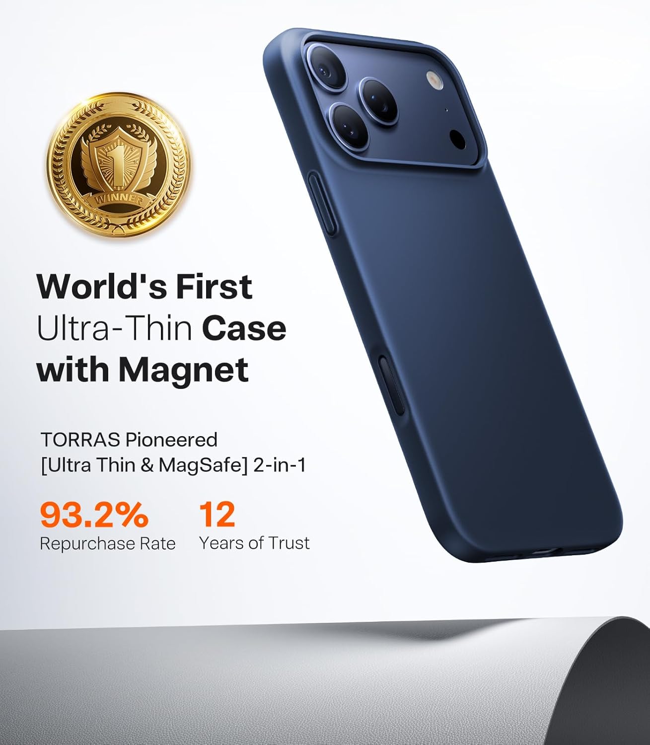 TORRAS Magnetic Slim Fit for iPhone 17 Pro Case 6.3 inch, Ultra-Thin, Compatible with MagSafe, Lightweight Matte Anti-Scratch Hard PC Cover Phone Case for iPhone 17 Pro OriginFit, Deep Blue - Rayz Mart