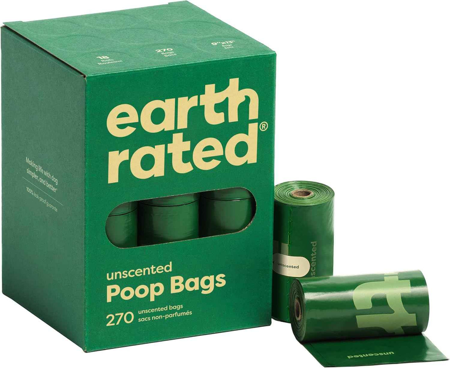 Earth Rated Poop Bags for Dogs, Guaranteed Leak Proof and Extra Thick Waste Bag Refill Rolls, Lavender Scented, 270 Count