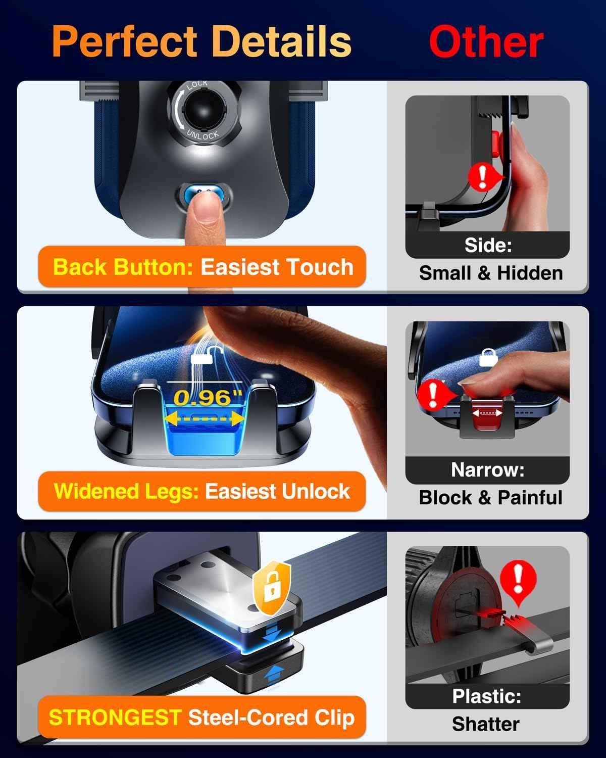 VANMASS 【85+LBS Strongest Suction & Military-Grade 2025 Ultimate Car Phone Mount【Patent & Safety Certs】 Cell Phone Holder Truck Stand for Dashboard Windshield Vent for iPhone 16 15 Pro Max 14 Samsung