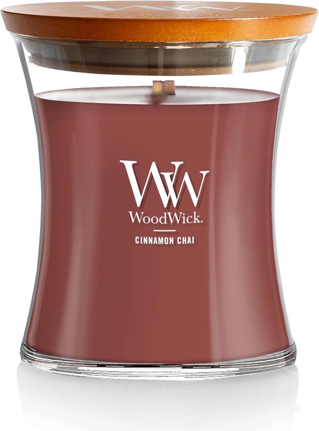 WoodWick Cinnamon Chai Holiday Candle Gifts for Women and Men, 9.7 oz Medium Hourglass Candle with Crackling Wick