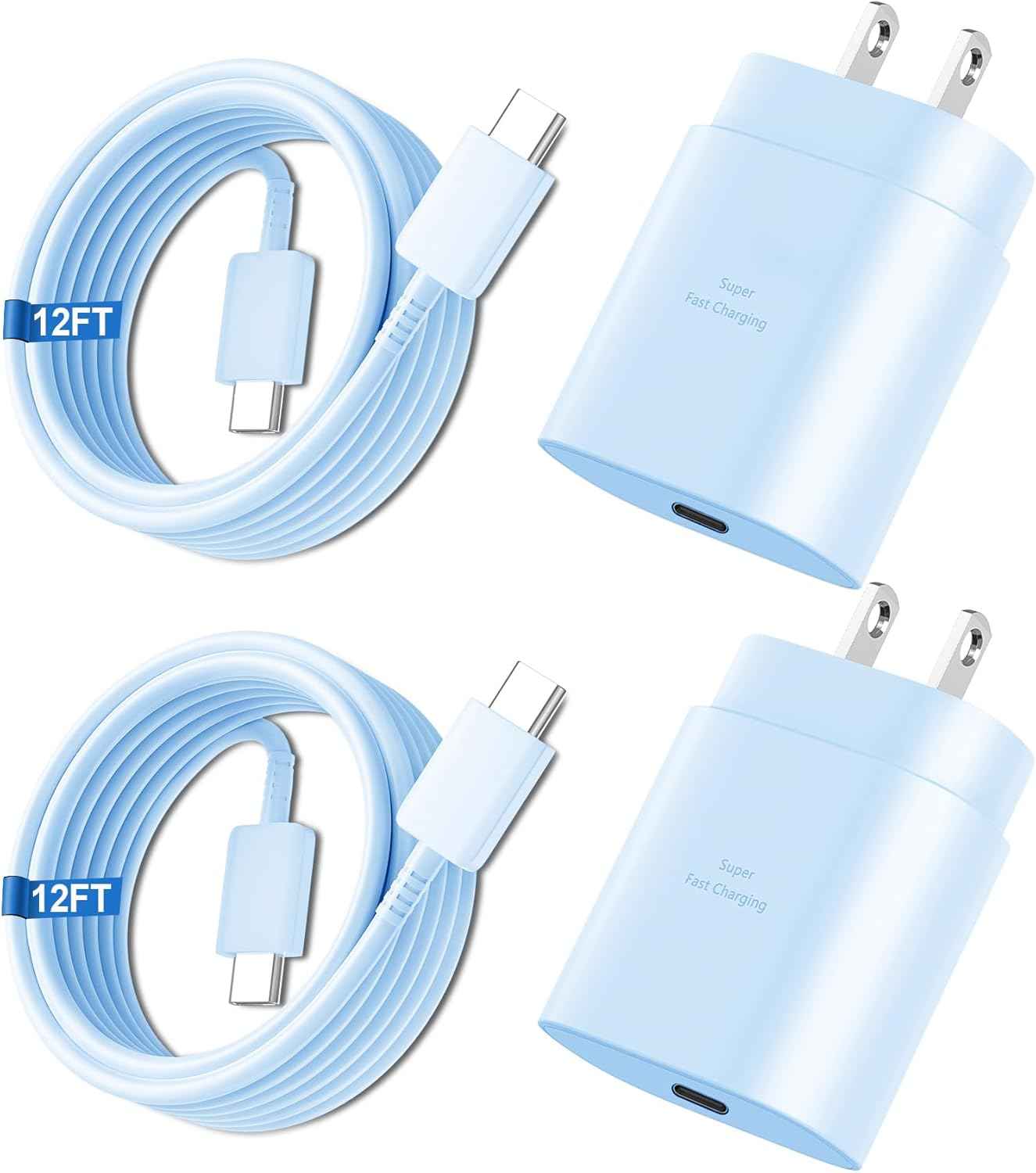 Super Fast Charger Type C, 25W USB C Wall Charger Fast Charging for Samsung Galaxy S25 Ultra/S25/S25+/S24+/S24 Ultra/S24/S24+/S23 Ultra/S22 Ultra/S21 with 10FT Long Android Type C Charger Cable 2Pack