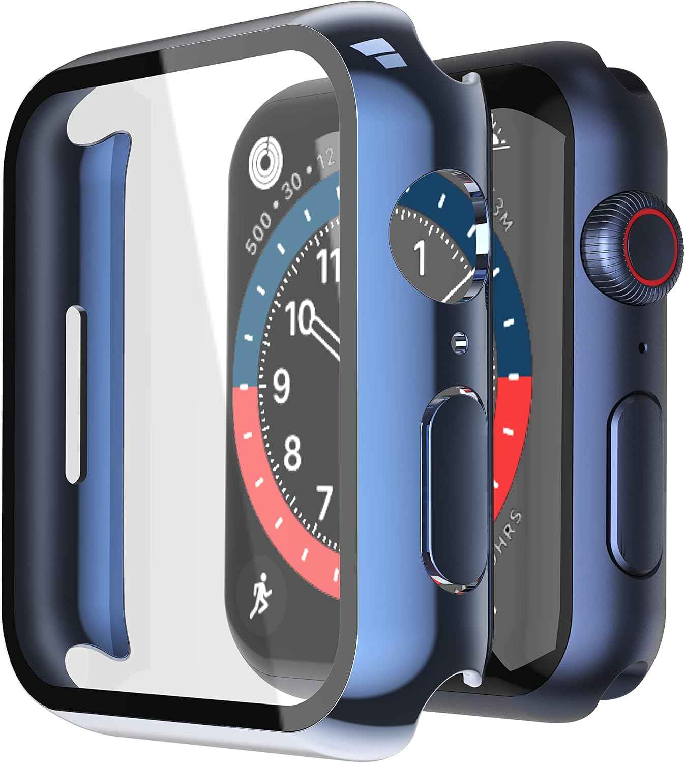 Misxi 2 Pack Tempered Glass Case Compatible for Apple Watch Series 11 (2025) Series 10 46mm, Screen Protector Cover for iWatch, Black