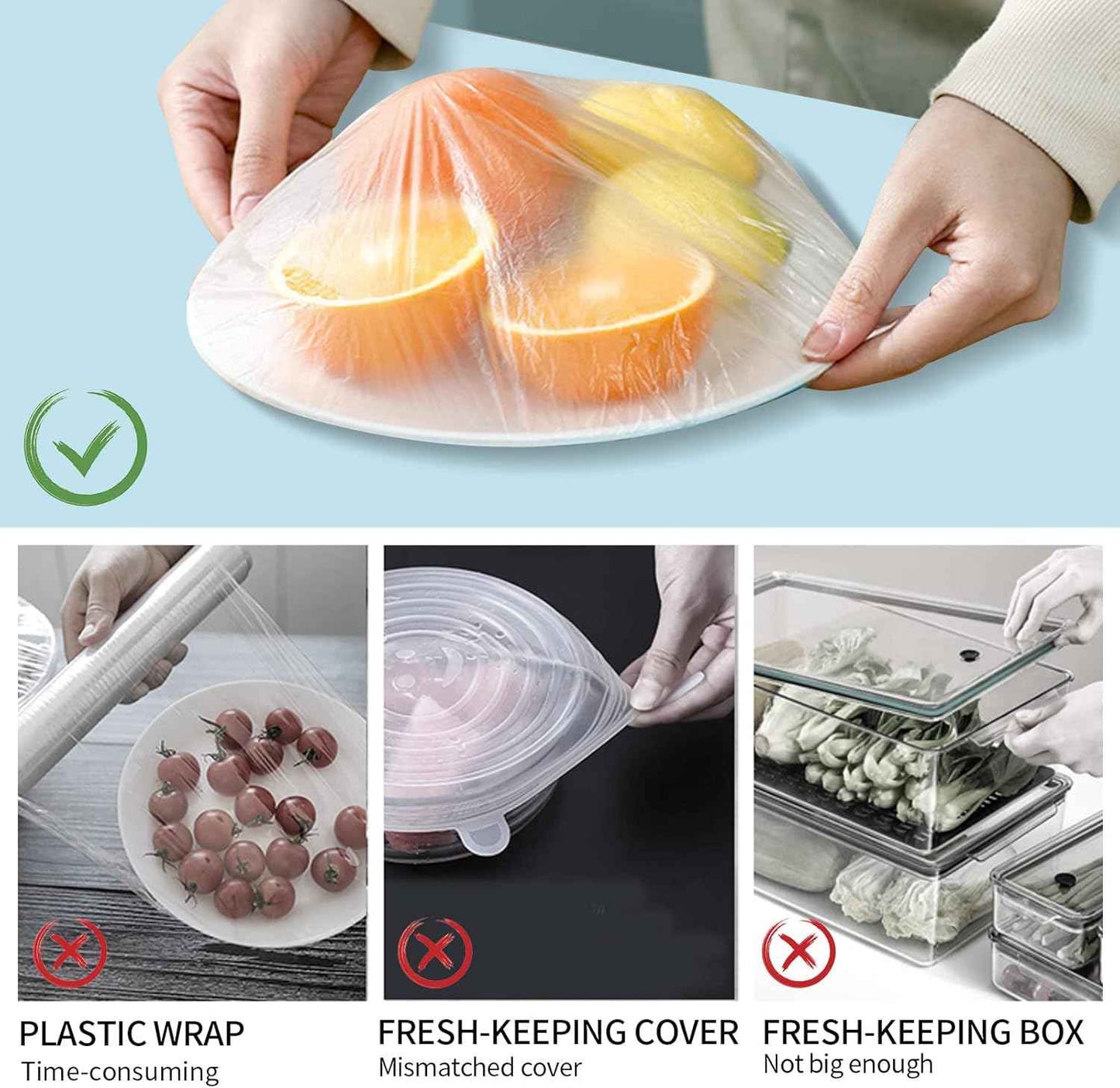 Homelove 100pcs Plastic Bowl Covers Food Cover Dish Covers, Reusable Elastic Stretch Fresh Keeping Bags, Kitchen Dining Plate Bread Proofing Food Storage Covers, Universal Kitchen Plastic Wrap