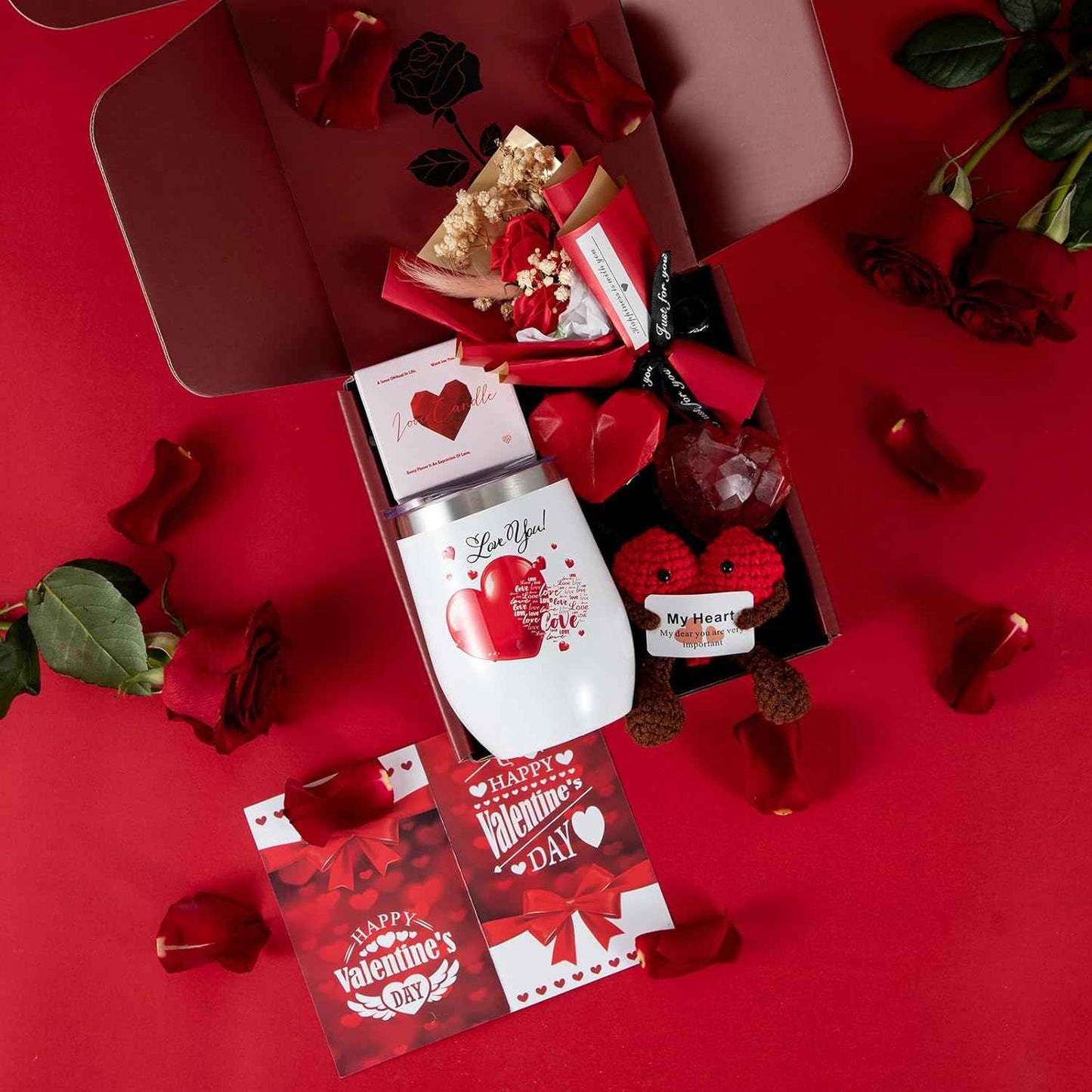 Gifts for Girlfriend Wife Lover Unique Gifts Basket Ideas Box Wedding Engagement Gifts Birthday Gifts for Women Heart-shaped Gifts Red Rose Gift Love You Gifts Romantic Gifts Set