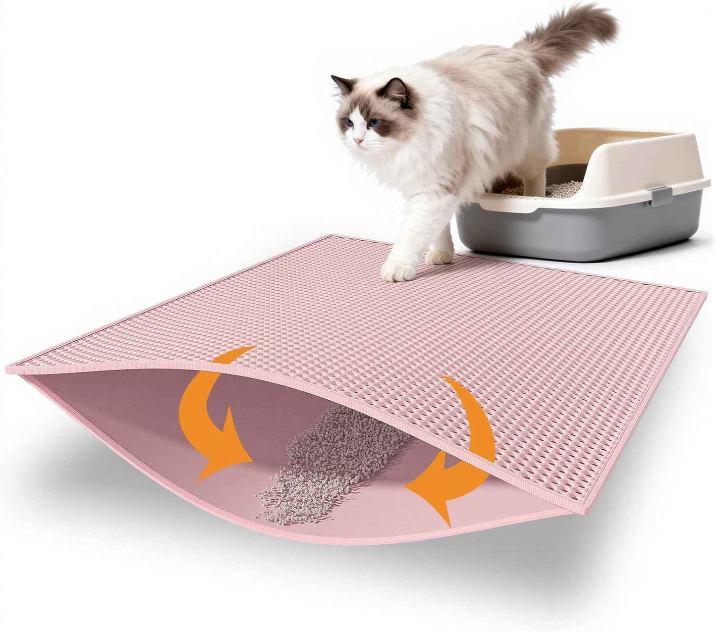 Pieviev Cat Litter Mat Double Layer Waterproof Urine Proof Trapping Mat 1 Pack (Gray, 24x15 Inch (Pack of 1))