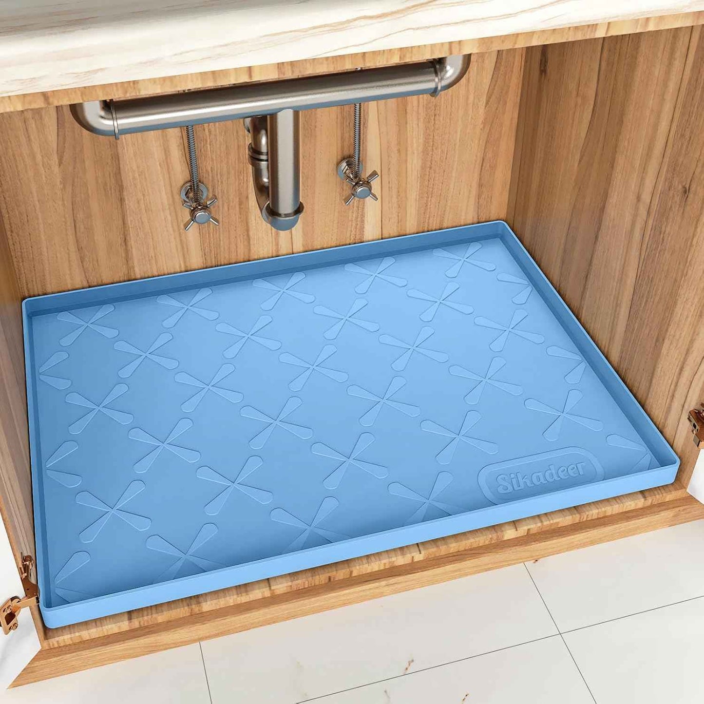 SIKADEER 34" x 22" Under Sink Mat Waterproof, Silicone Mat Kitchen Drawer Shelf and Cabinet Liner, Sink Protector for Kitchen Organizers and Storage, Boot Tray Pet Food Mats
