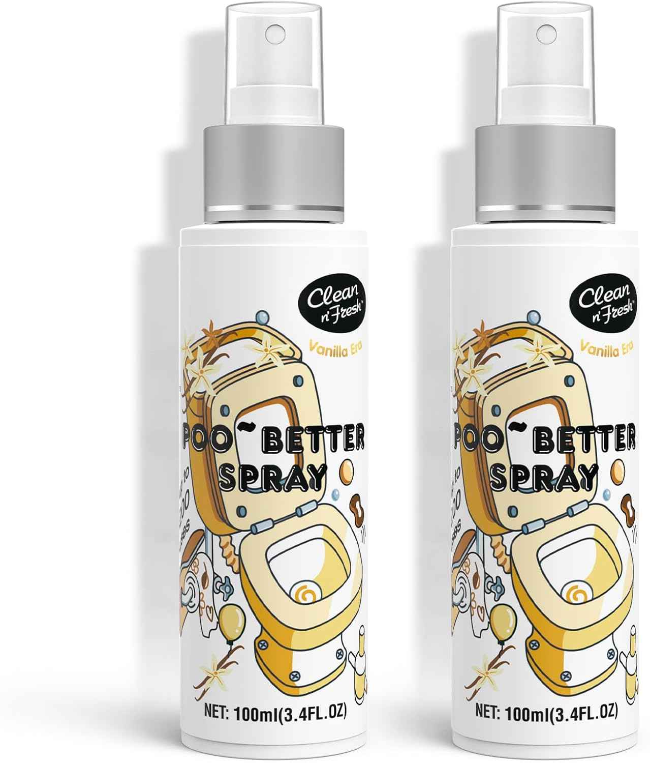 Clean-n-Fresh Toilet Spray, 6.8 Fl.oz Poo Spray | Up to 400+ Uses, 100% Natural Plant Essential Oil Citrus Scent, Bathroom Deodorizer