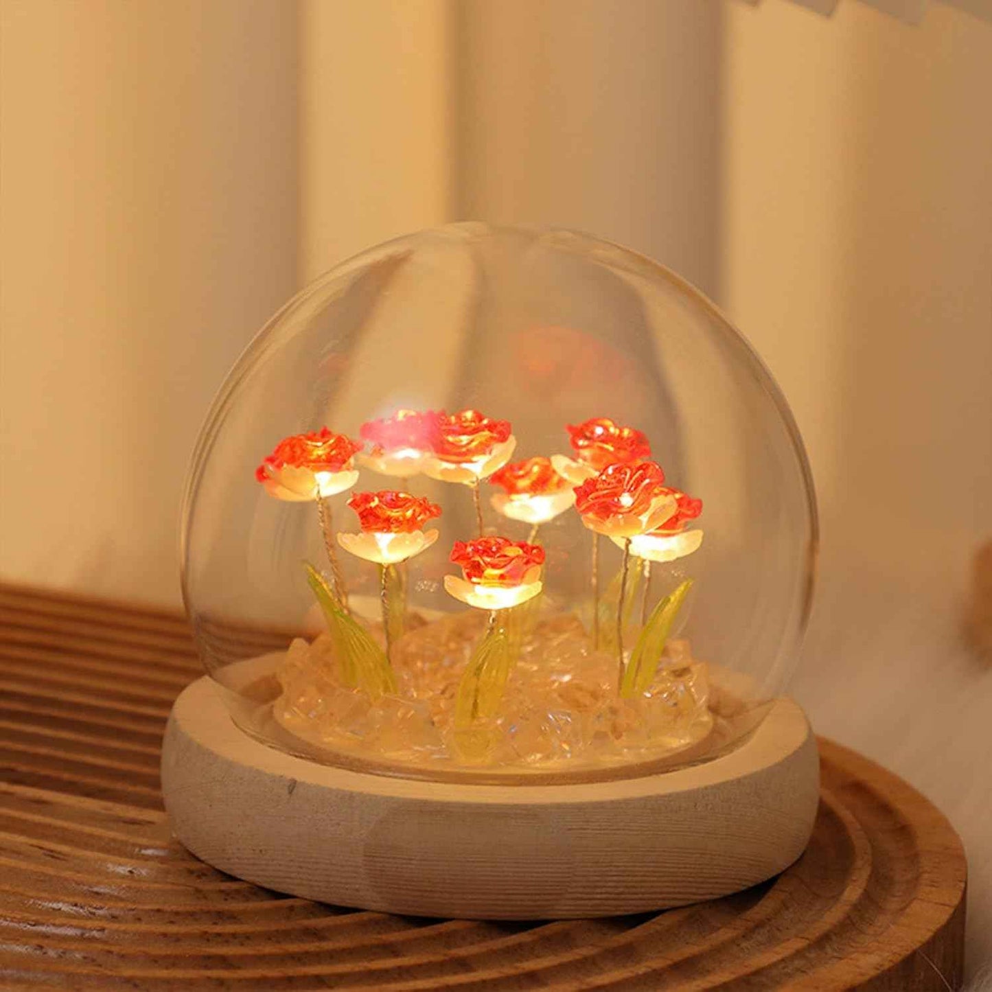 Pretty Rose Lamps Flower Night Light Cute Bedroom Decor Gifts for Women - Battery Powered (not Included)