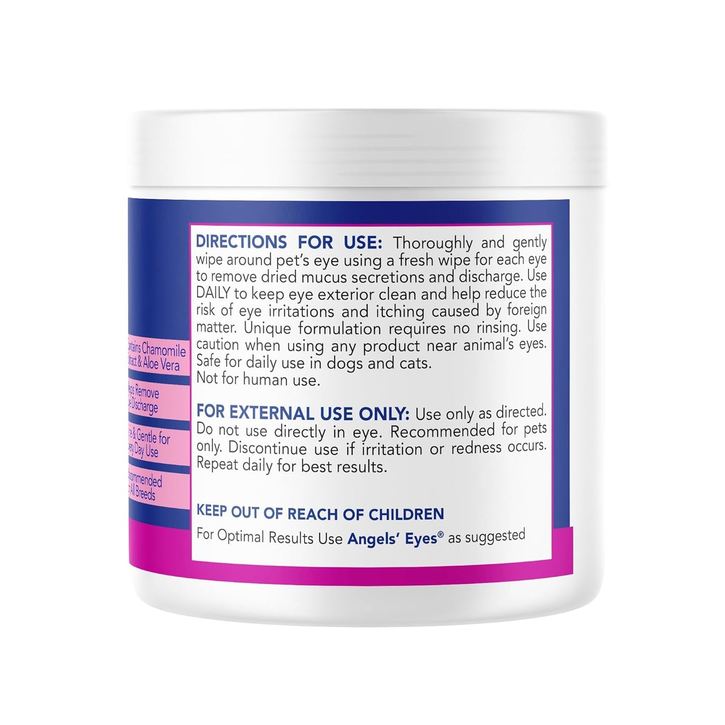 Angel's Eyes Gentle Tear Stain Wipes for Dogs and Cats - 100 Ct - Presoaked Textured (AEGTSW100)