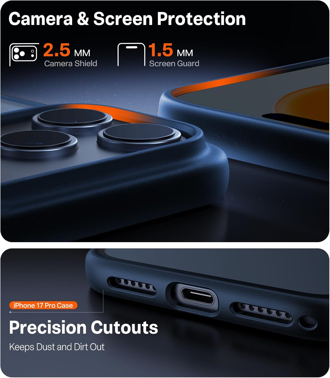 TORRAS for iPhone 17 Pro Case, Beyond Military-Grade Protection, Camera Control Button, DIY Buttons, Translucent Matte Slim Thin Shockproof Hard Back Anti-Scratch case for iPhone 17 Pro, Deep Blue - Rayz Mart