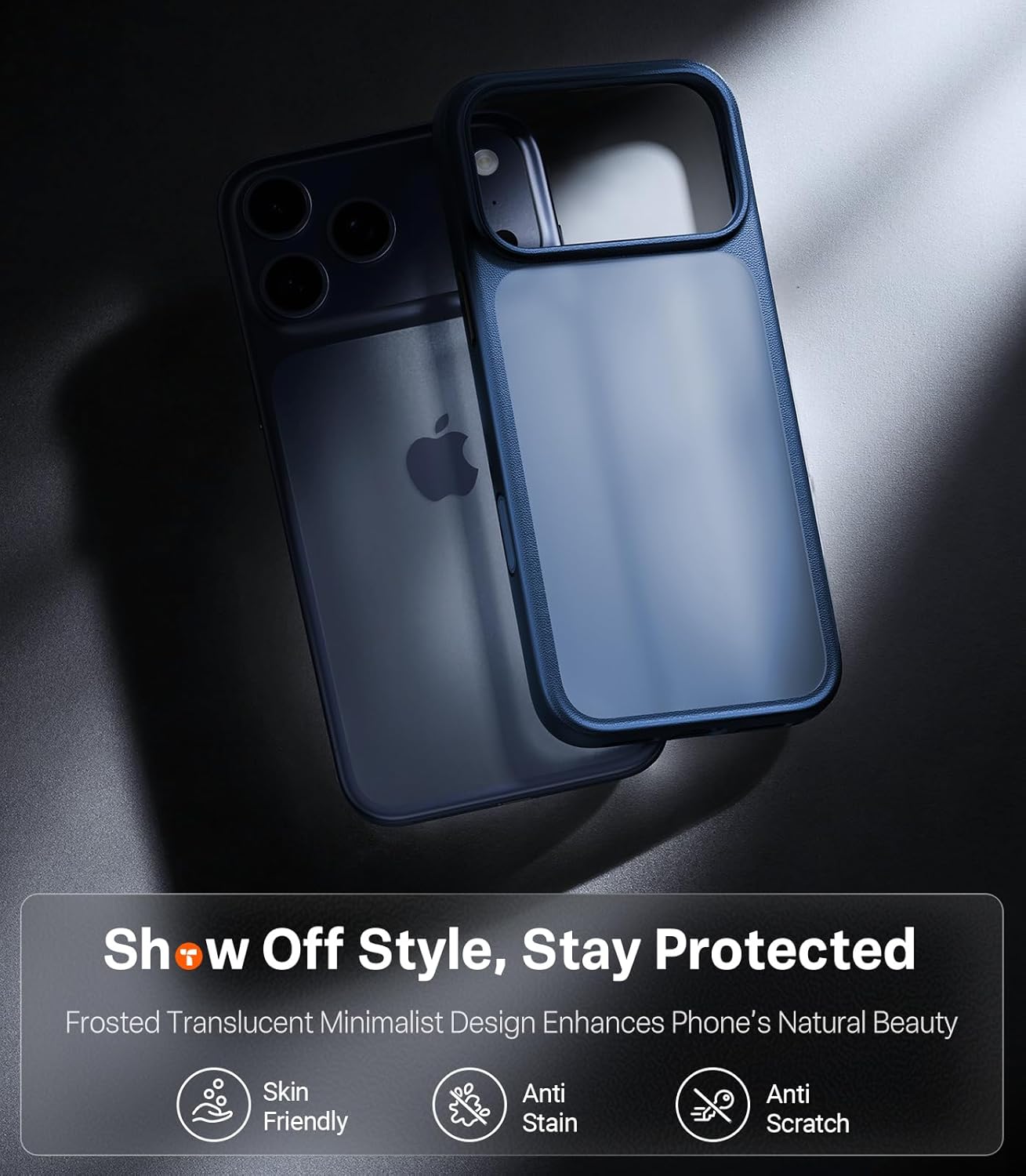 TORRAS for iPhone 17 Pro Case, Beyond Military-Grade Protection, Camera Control Button, DIY Buttons, Translucent Matte Slim Thin Shockproof Hard Back Anti-Scratch case for iPhone 17 Pro, Deep Blue - Rayz Mart