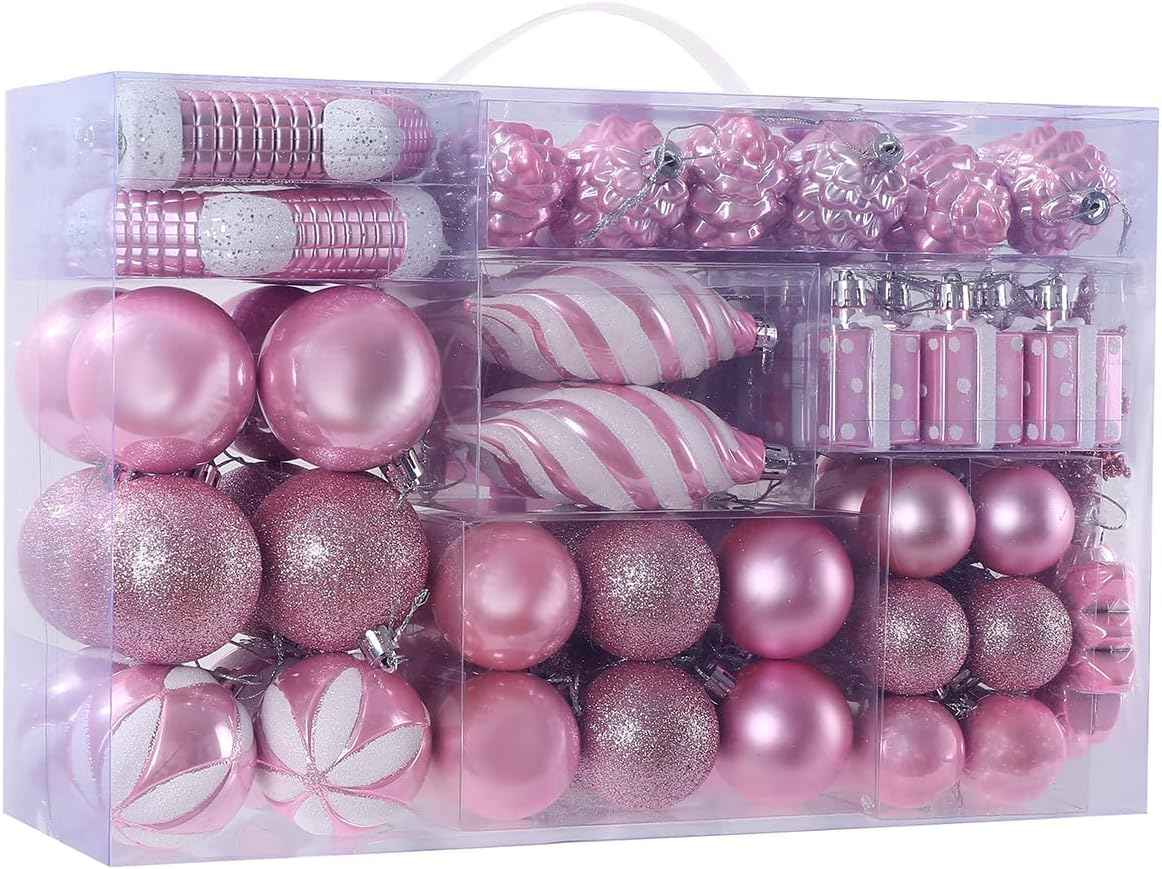 Sattiyrch 76ct Christmas Tree Ornaments Set,Golden Shatterproof Christmas Balls Decorations,Xmas Decorative Hanging Ornaments(Golden)