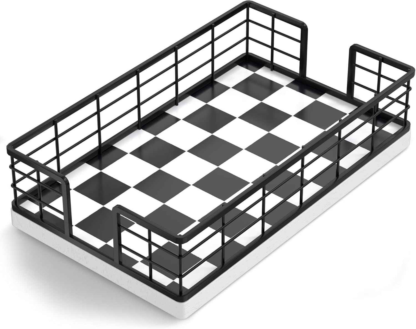 Wican Napkin Holder for Table, Bamboo Iron Standing Napkin Dispenser for Kitchen Dining Farmhouse Cocktail Picnic Bar Rustic Wood Holders for Paper Mail Bills Suitable for All Dining Room Decors Black