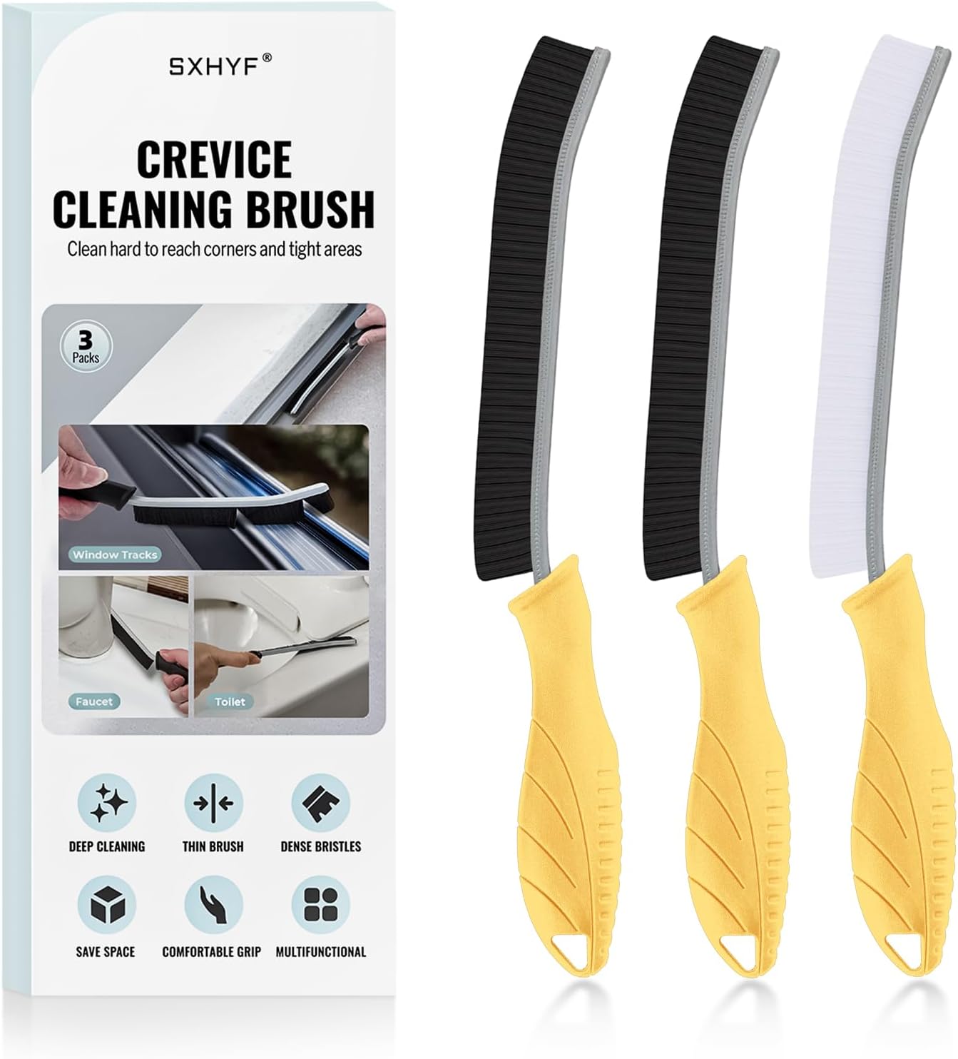 SXhyf Crevice Cleaning Brush – Hard Bristle Grout Scrub Brush for Bathroom, Kitchen & Household Cleaning