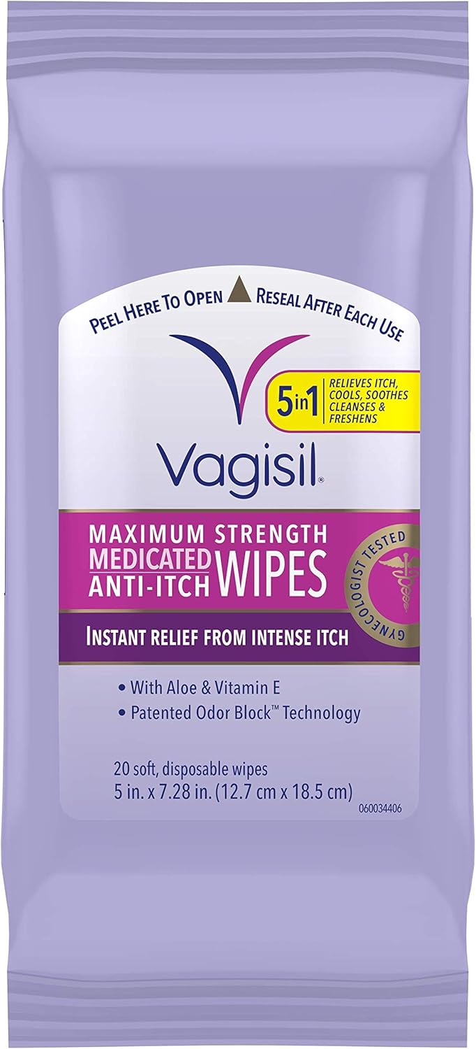Vagisil Odor Block Daily Freshening Wipes for Feminine Hygiene in Resealable Pouch, Gynecologist Tested & Hypoallergenic, 20 Wipes (Pack of 3)
