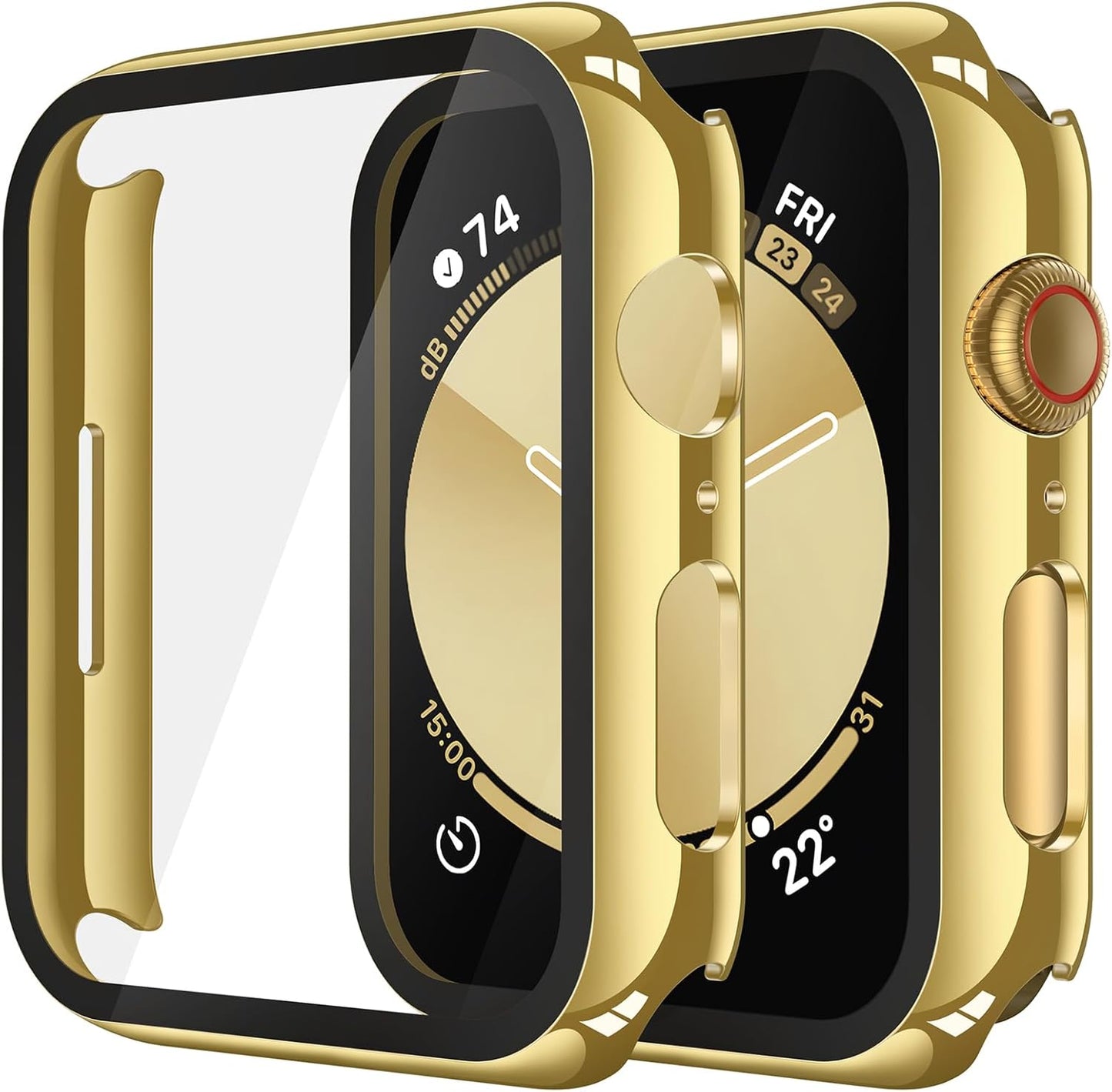 Misxi 2 Pack Tempered Glass Case Compatible for Apple Watch Series 11 (2025) Series 10 46mm, Screen Protector Cover for iWatch, Black