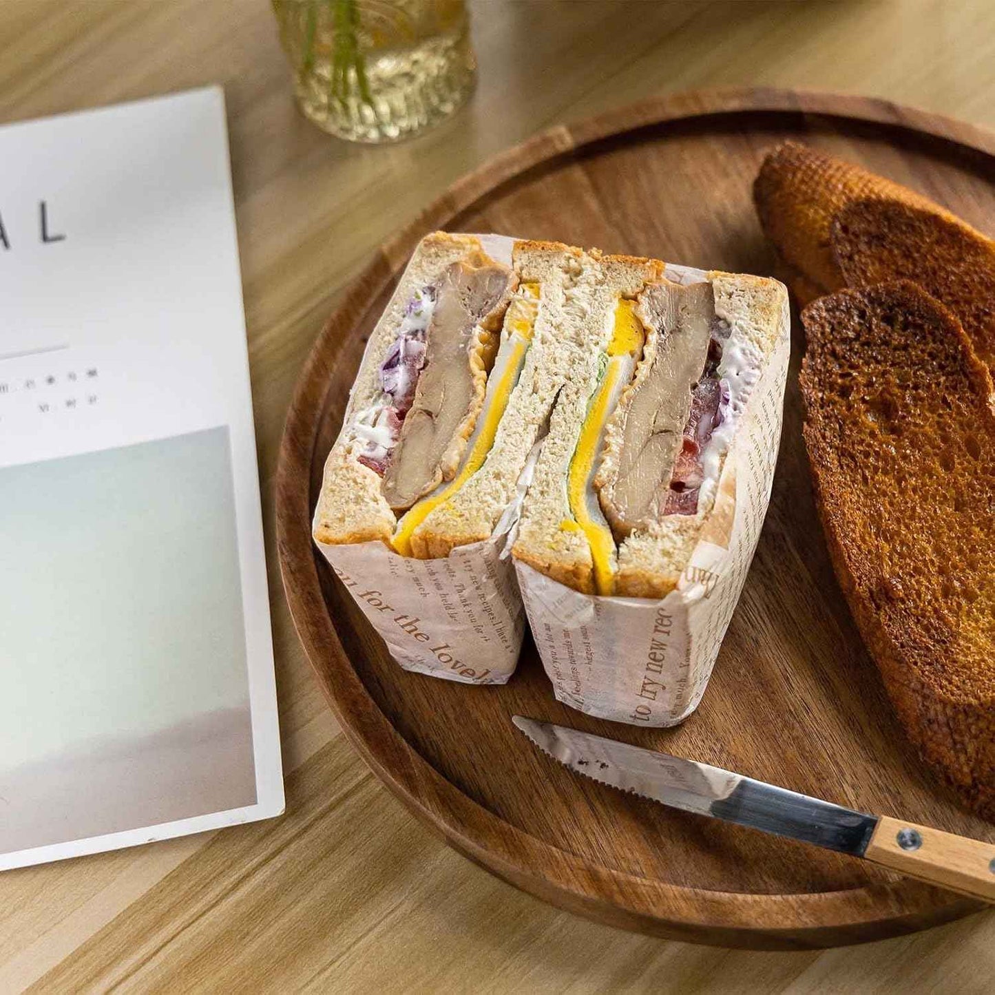 11.5 Inches Candle Holder Tray Home Decor, Round Wood Tray for Coffee Table, Small Wooden Serving Decorative Trays for Home