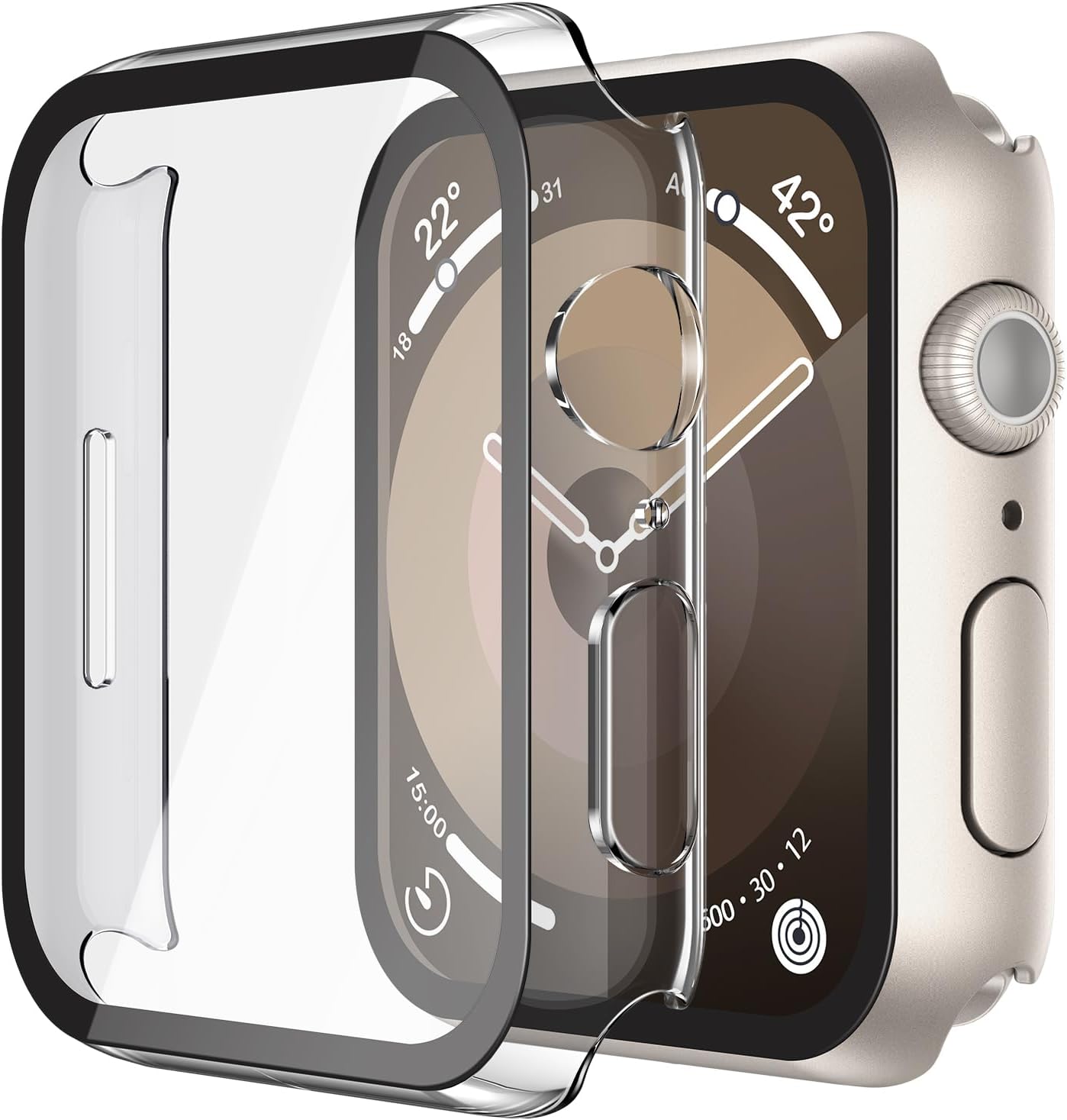 Misxi 2 Pack Tempered Glass Case Compatible for Apple Watch Series 11 (2025) Series 10 46mm, Screen Protector Cover for iWatch, Black